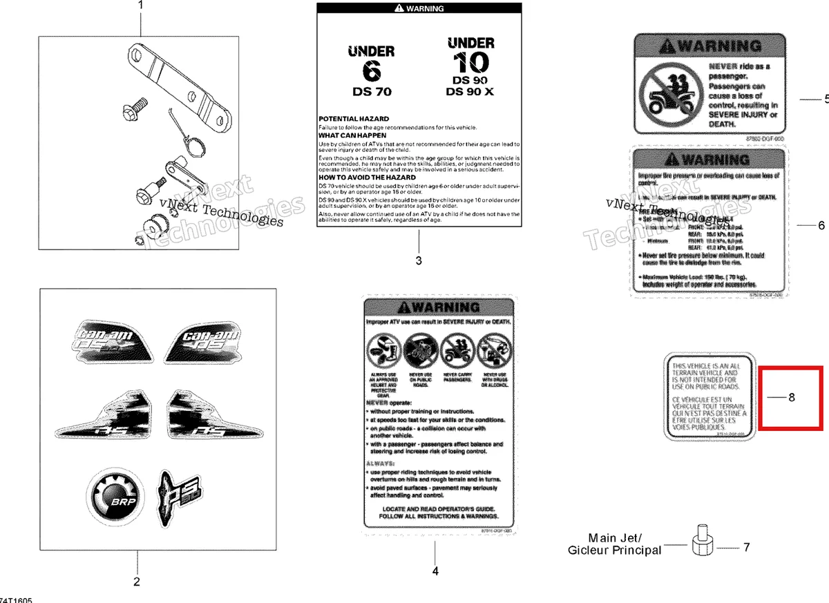 Деталь 704901394 на схеме узла 2022 Can-Am DS 70 Accessories And Decals