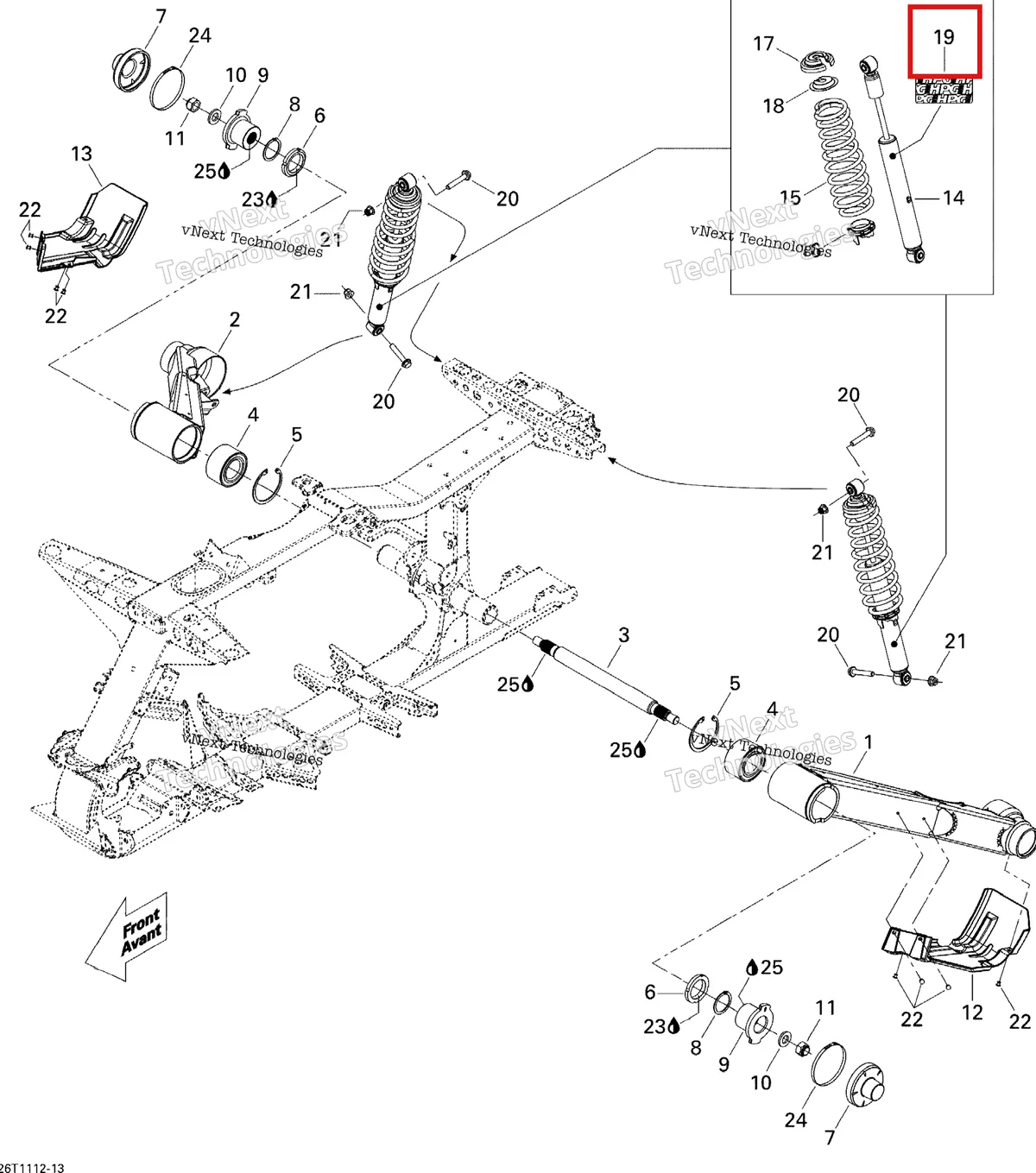 Деталь 704901412 на схеме узла 2011 Can-Am Renegade 800R EFI Rear Suspension