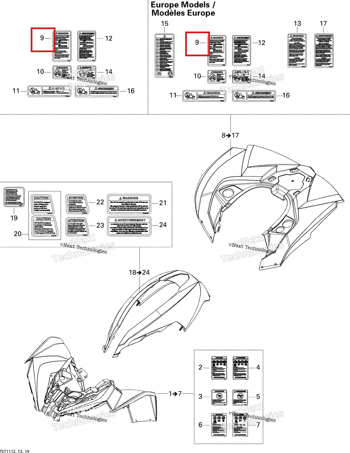 Деталь 704901419 на схеме узла 2011 Can-Am Renegade 800R EFI, Xxc Fender And Central Panel Kit