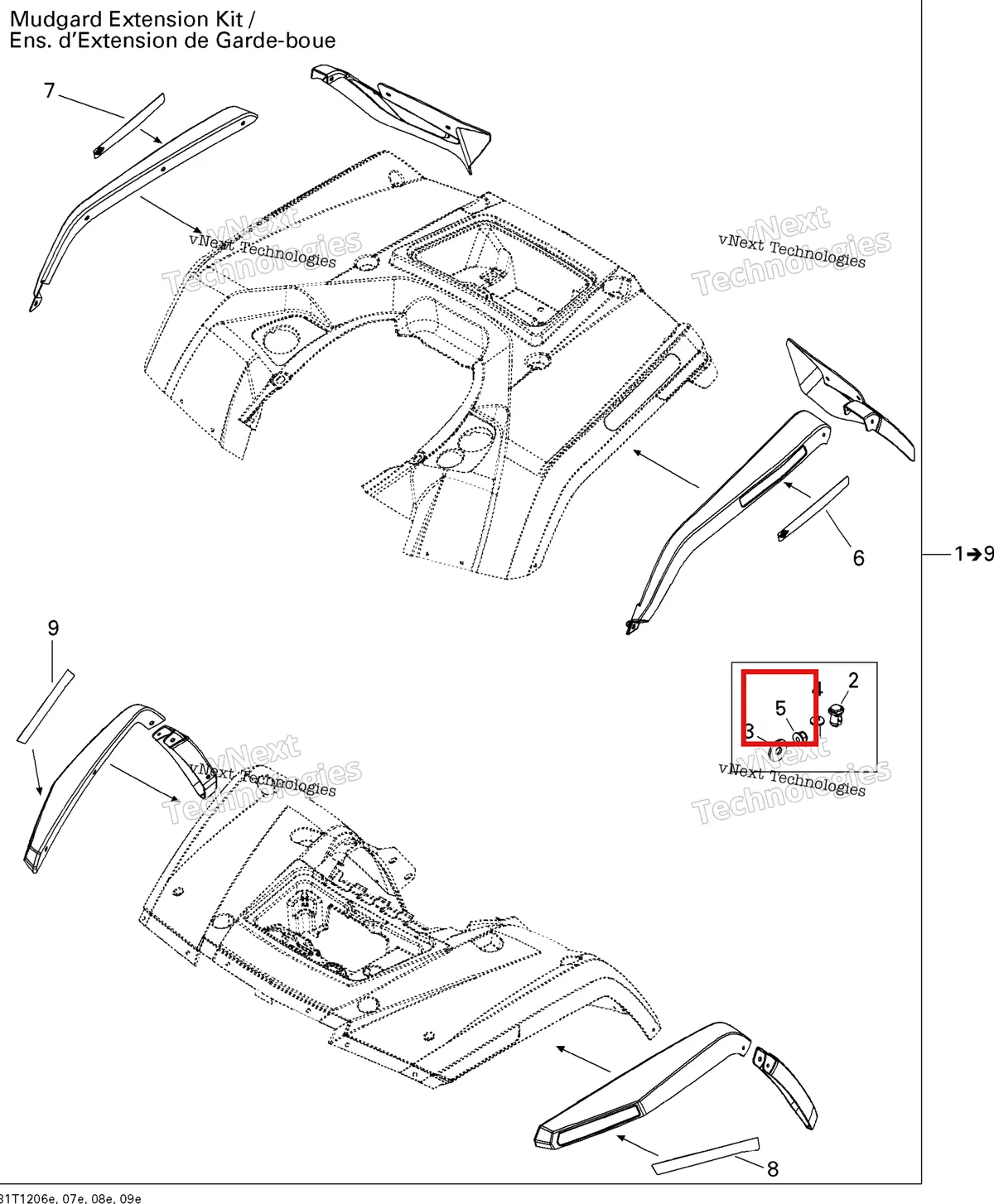 Деталь 704901429 на схеме узла 2012 Can-Am Outlander 800REFI Xmr Body And Accessories 5, Mudguard
