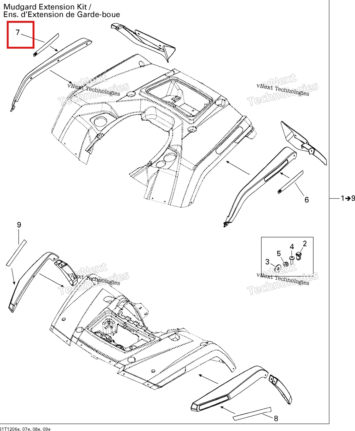 Деталь 704901430 на схеме узла 2012 Can-Am Outlander 800REFI Xmr Body And Accessories 5, Mudguard