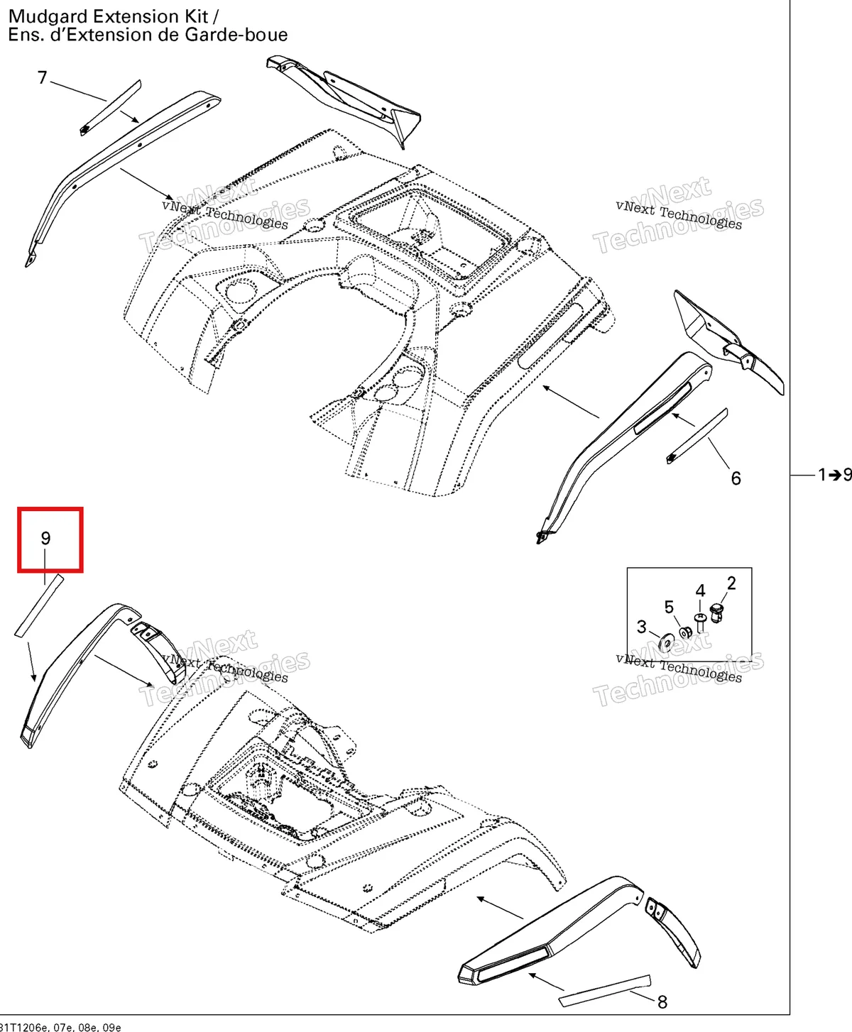 Деталь 704901432 на схеме узла 2012 Can-Am Outlander 800REFI Xmr Body And Accessories 5, Mudguard