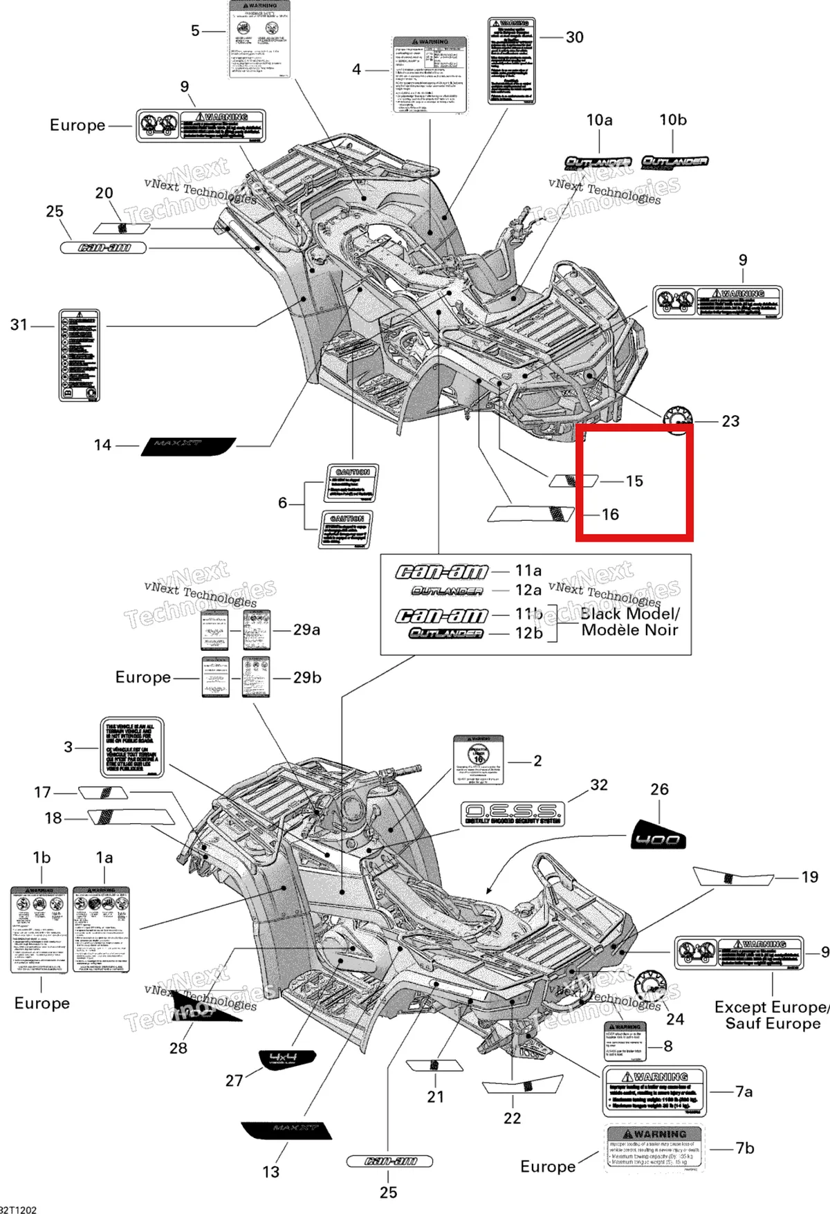 Деталь 704901433 на схеме узла 2013 Can-Am OUTLANDER MAX STD, XT, 400 EFI Decals