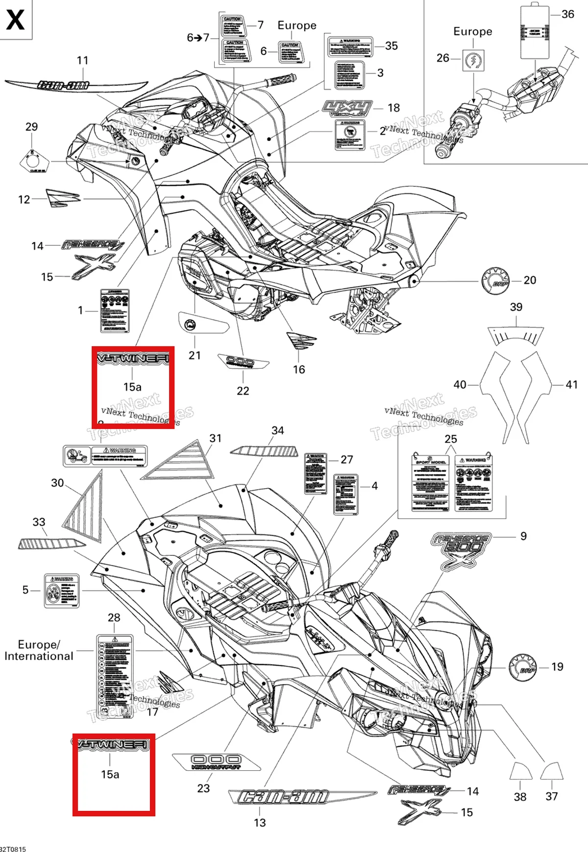 Деталь 704901437 на схеме узла 2008 Can-Am Renegade 800 X Decals