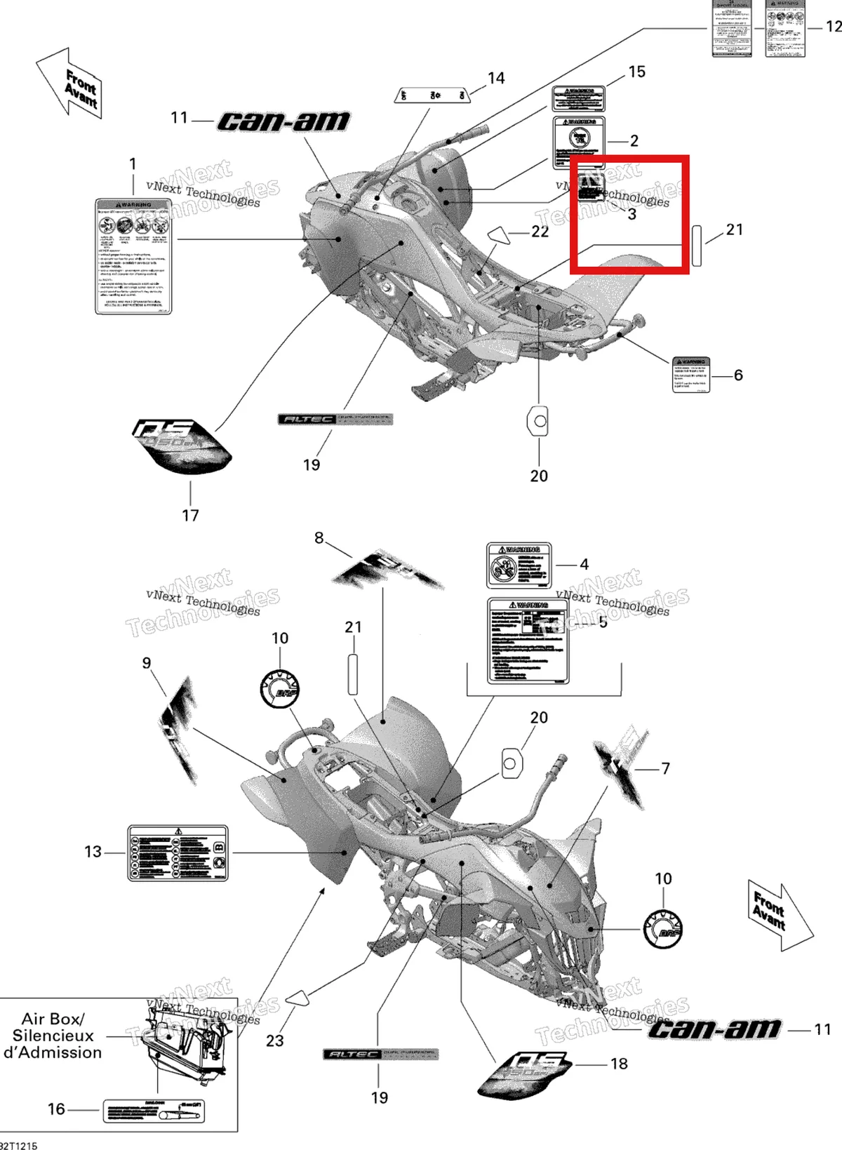 Деталь 704901438 на схеме узла 2015 Can-Am DS 450EFI STD Decals
