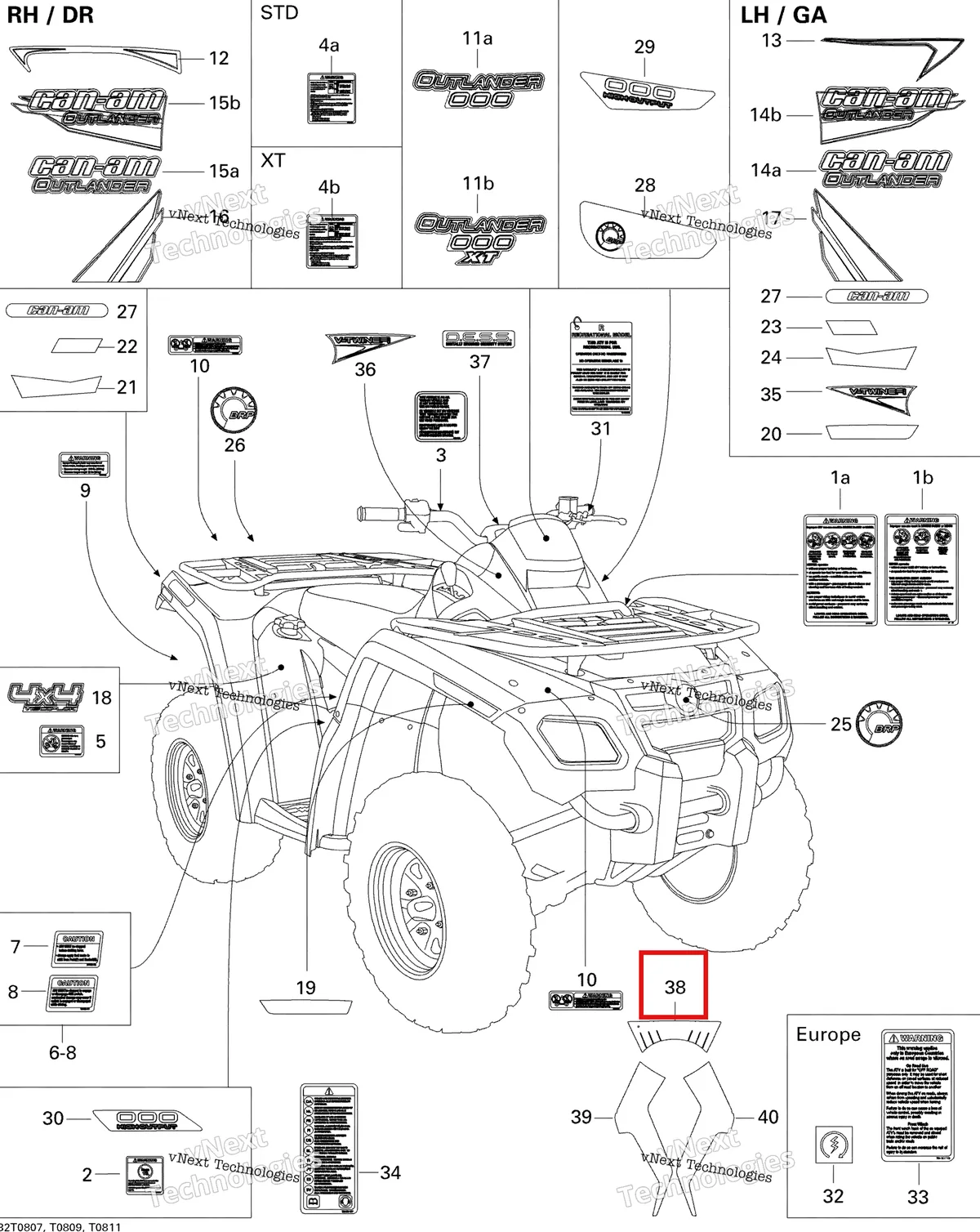 Деталь 704901475 на схеме узла 2008 Can-Am Outlander 500 STD Decals Std