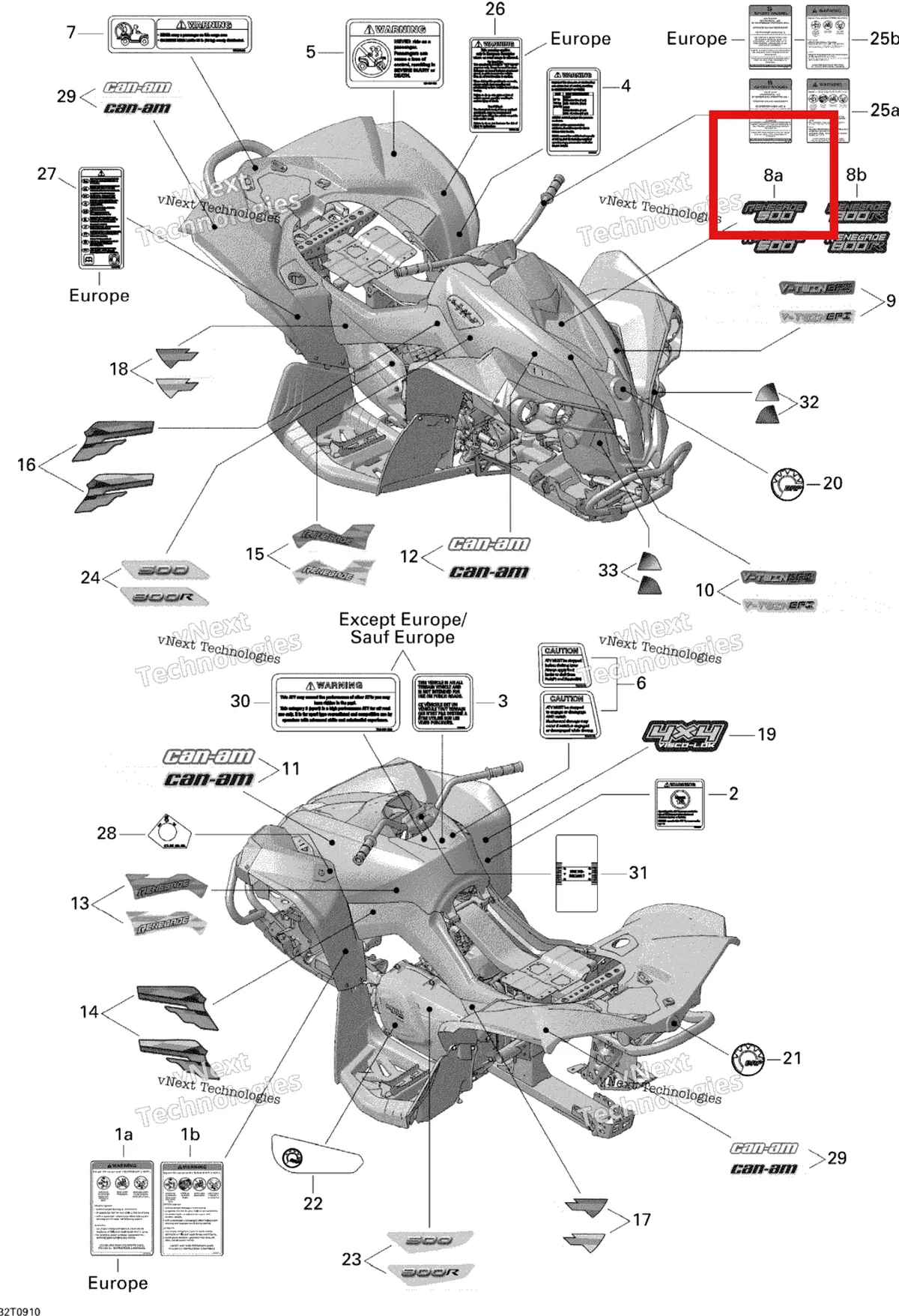 Деталь 704901523 на схеме узла 2009 Can-Am Renegade 500 Decals 500