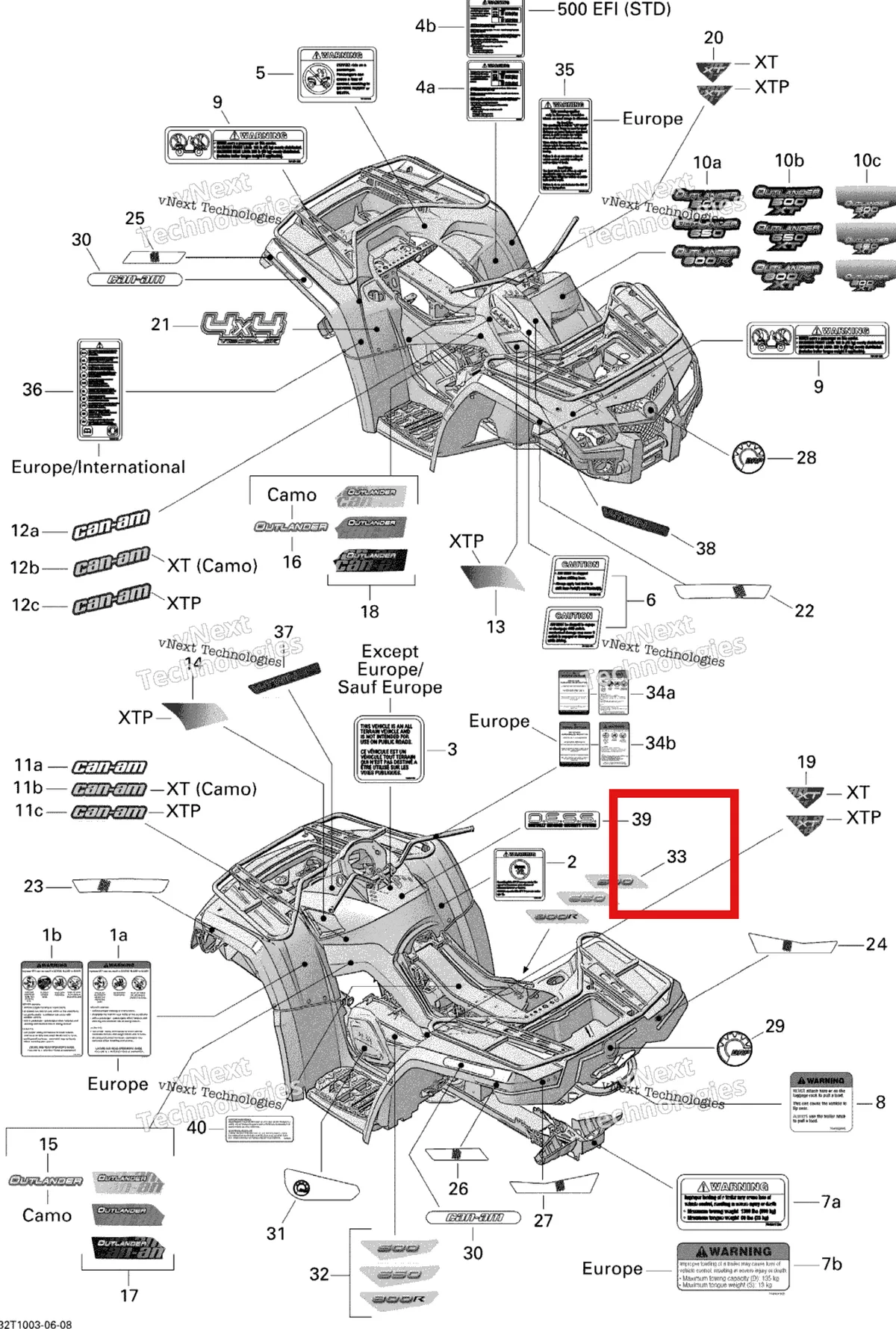 Деталь 704901553 на схеме узла 2010 Can-Am Outlander 800R EFI Decals