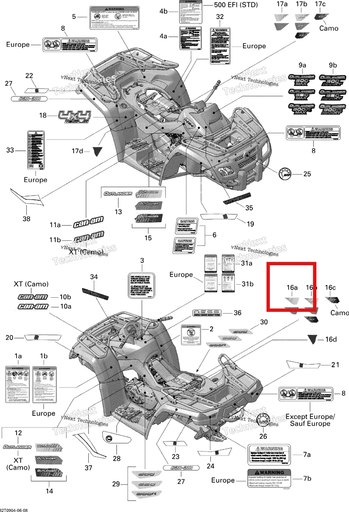Деталь 704901570 на схеме узла 2009 Can-Am Outlander Max 650 EFI Decals Std