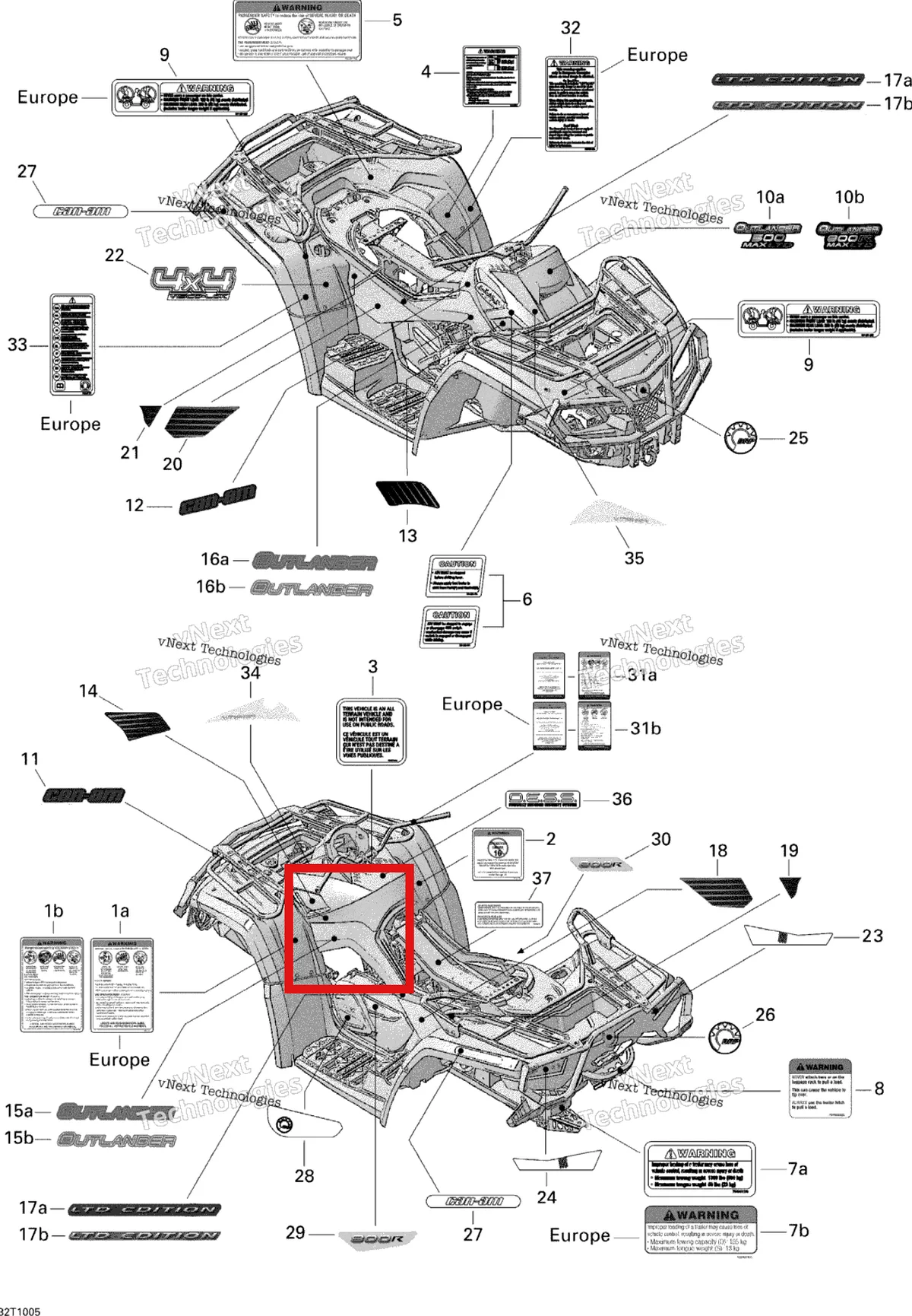 Деталь 704901583 на схеме узла 2010 Can-Am Outlander Max 500 EFI Ltd Decals 500 Efi