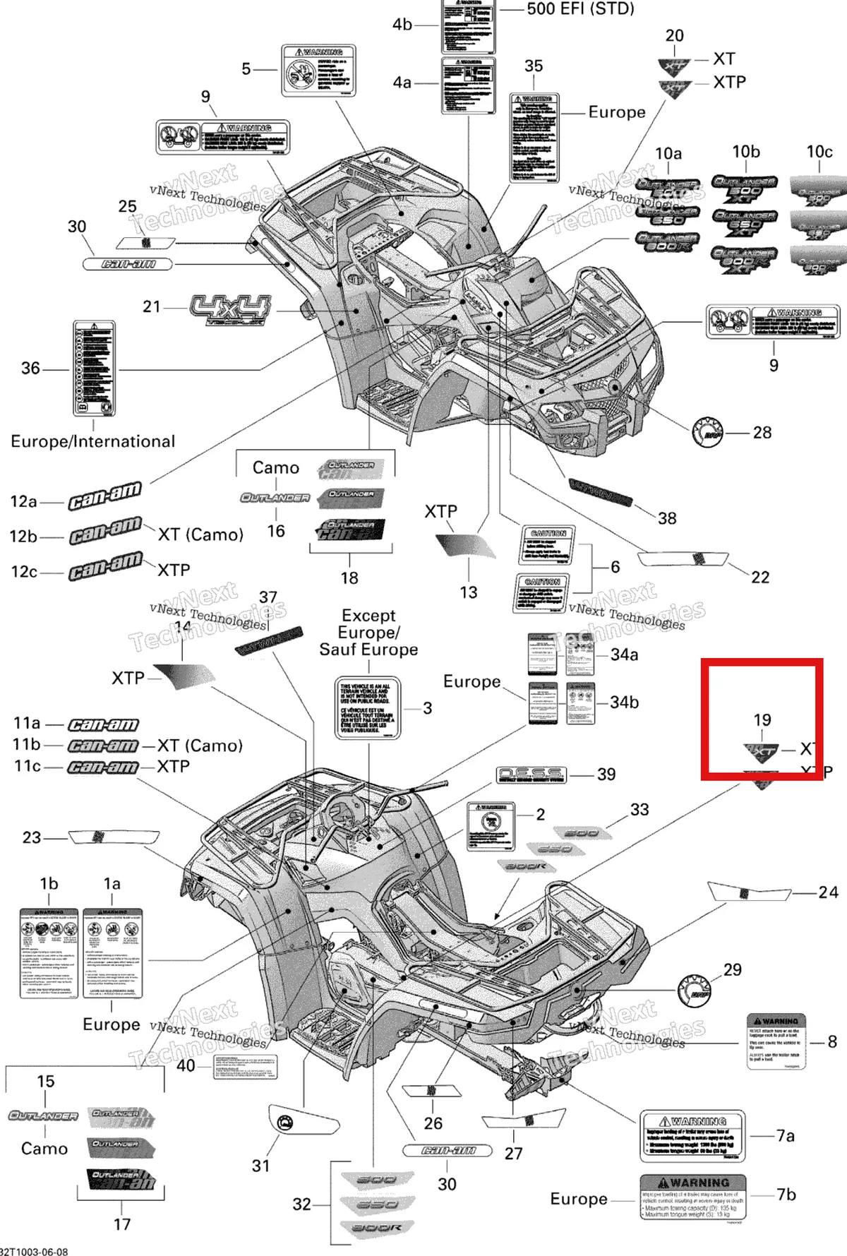 Деталь 704901671 на схеме узла 2010 Can-Am Outlander 800R EFI Decals