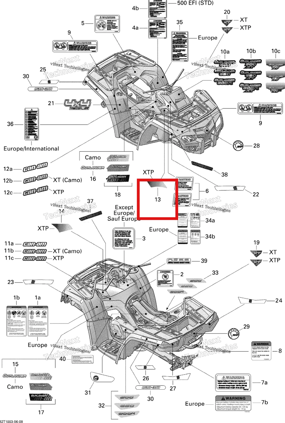 Деталь 704901677 на схеме узла 2010 Can-Am Outlander 800R EFI Decals