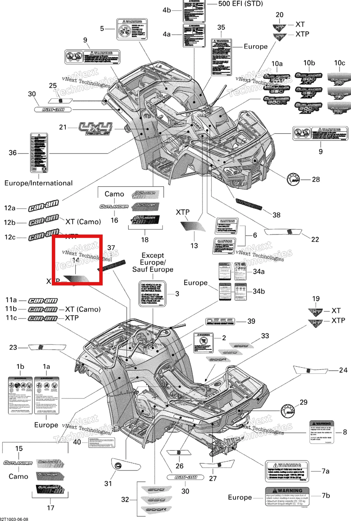 Деталь 704901679 на схеме узла 2010 Can-Am Outlander 800R EFI Decals