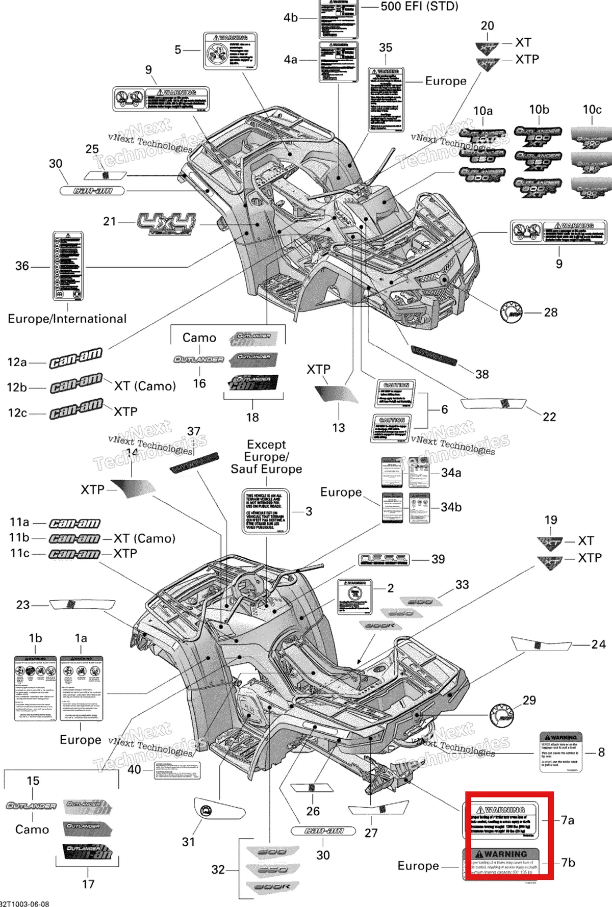 Деталь 704901688 на схеме узла 2010 Can-Am Outlander 500 EFI Decals