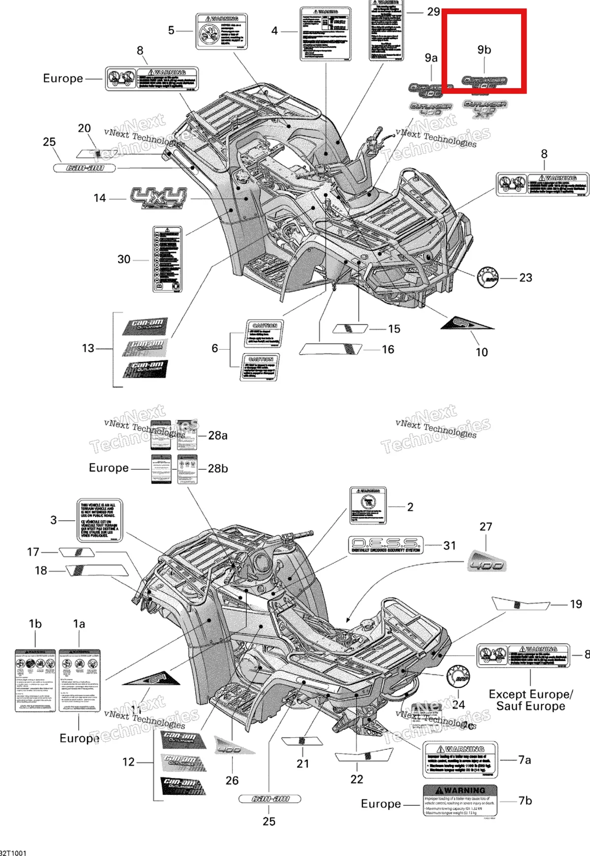 Деталь 704901699 на схеме узла 2010 Can-Am Outlander 400 EFI Decals
