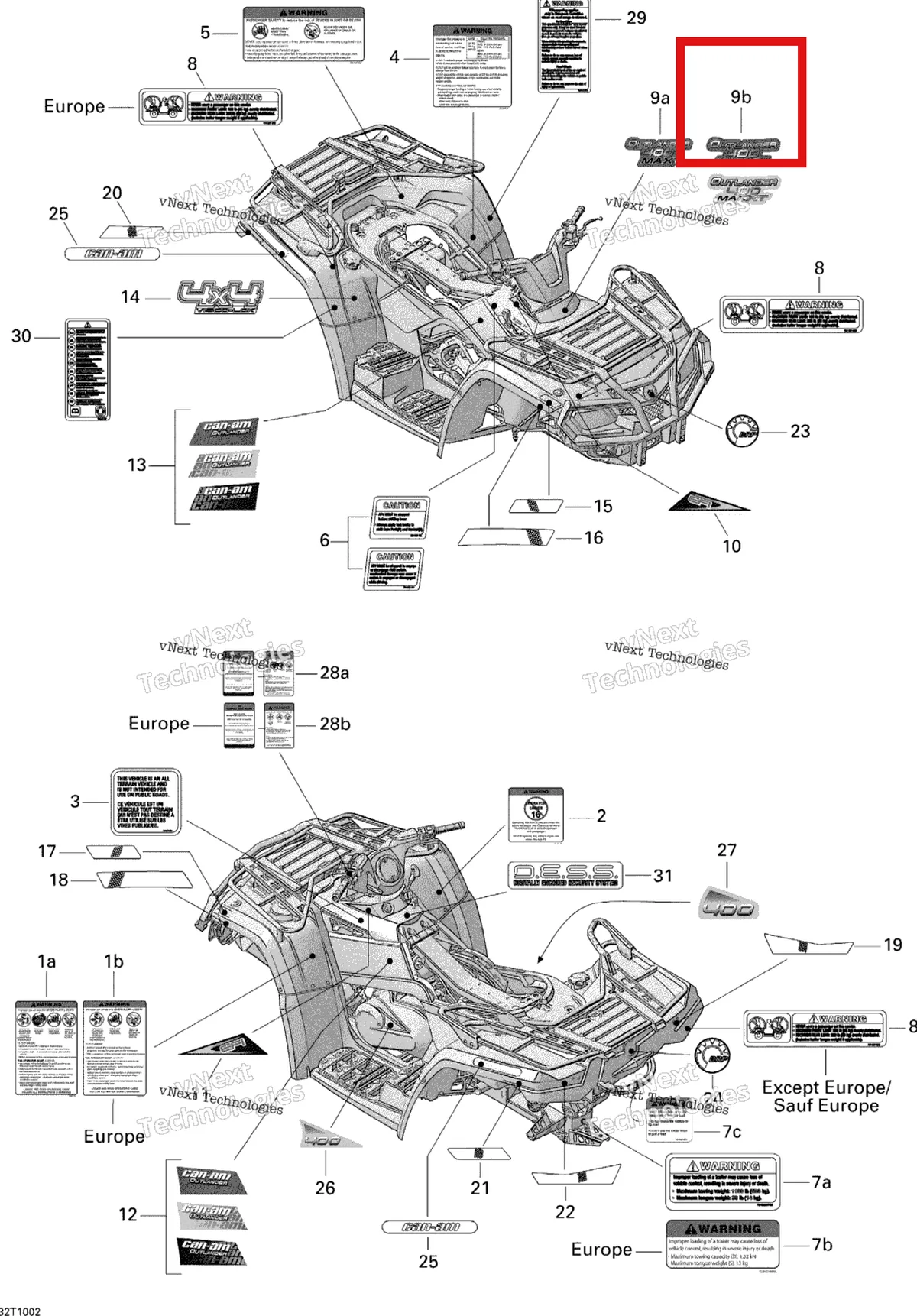 Деталь 704901709 на схеме узла 2010 Can-Am Outlander Max 400 EFI Decals