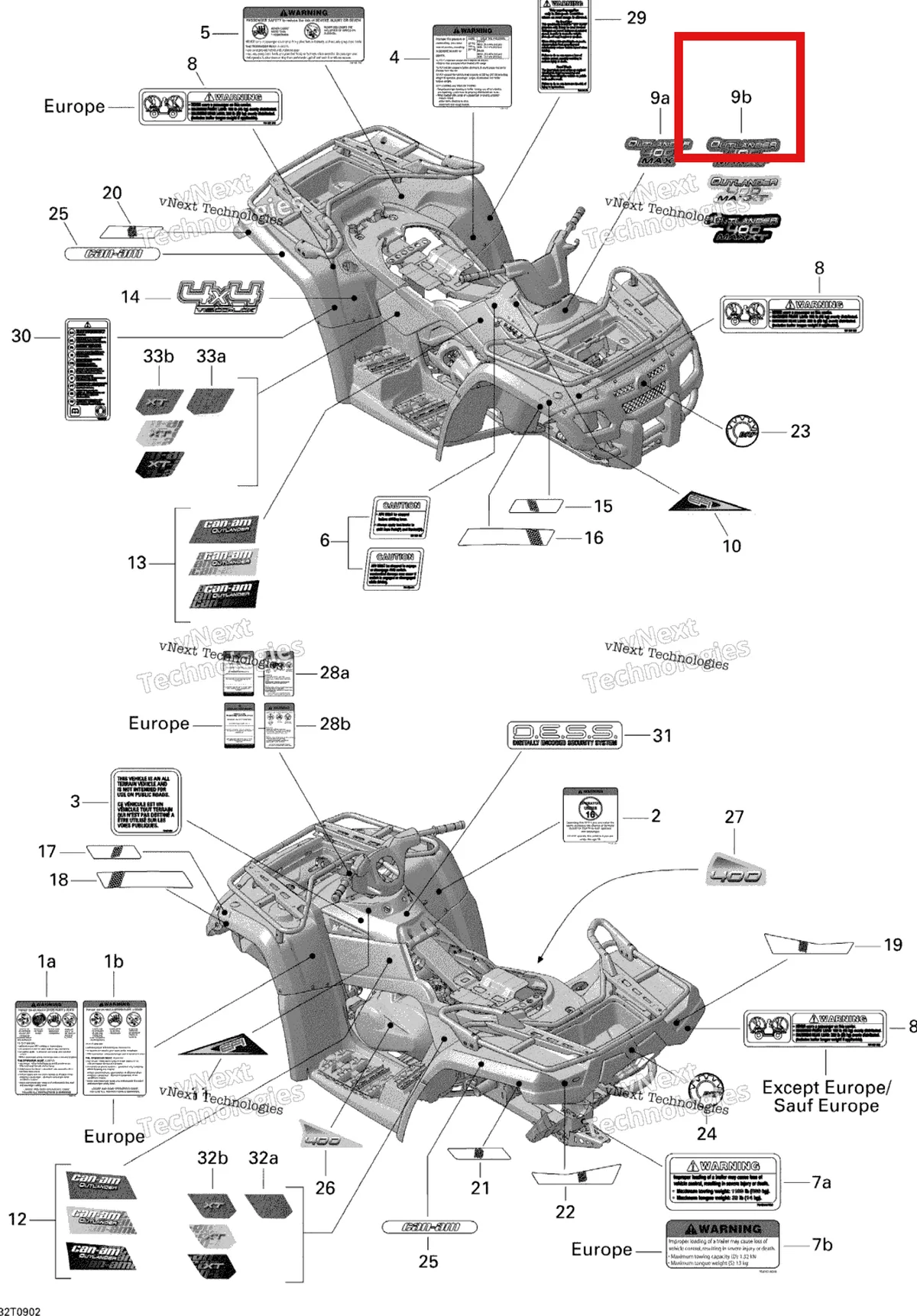 Деталь 704901711 на схеме узла 2009 Can-Am Outlander Max 400 EFI Decals