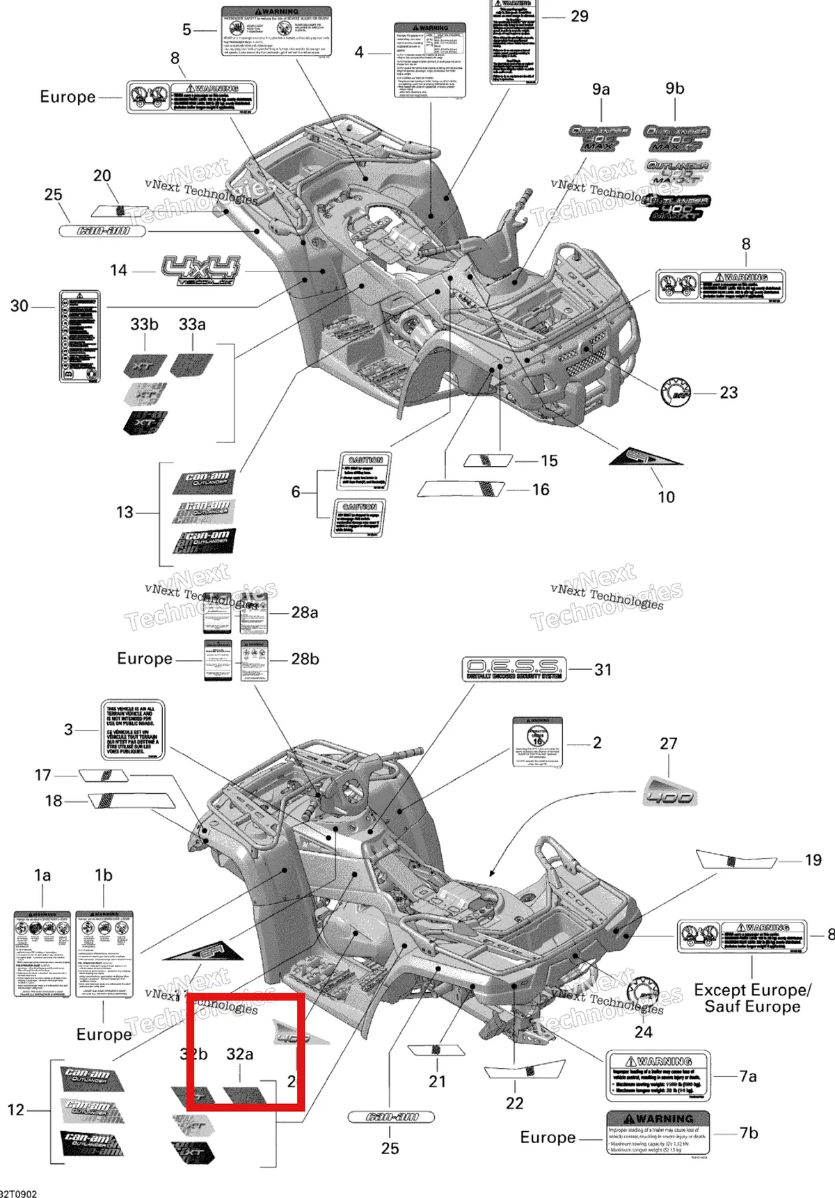 Деталь 704901712 на схеме узла 2009 Can-Am Outlander Max 400 EFI Decals