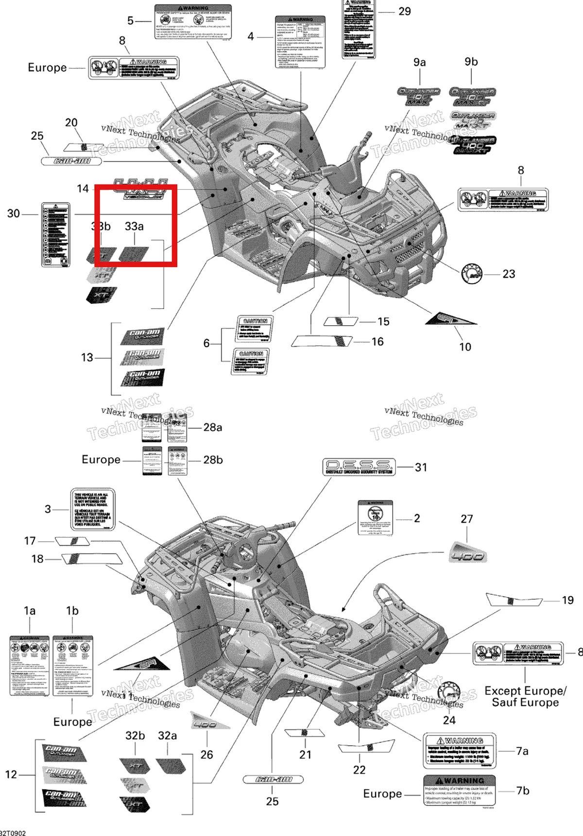 Деталь 704901713 на схеме узла 2009 Can-Am Outlander Max 400 EFI Decals