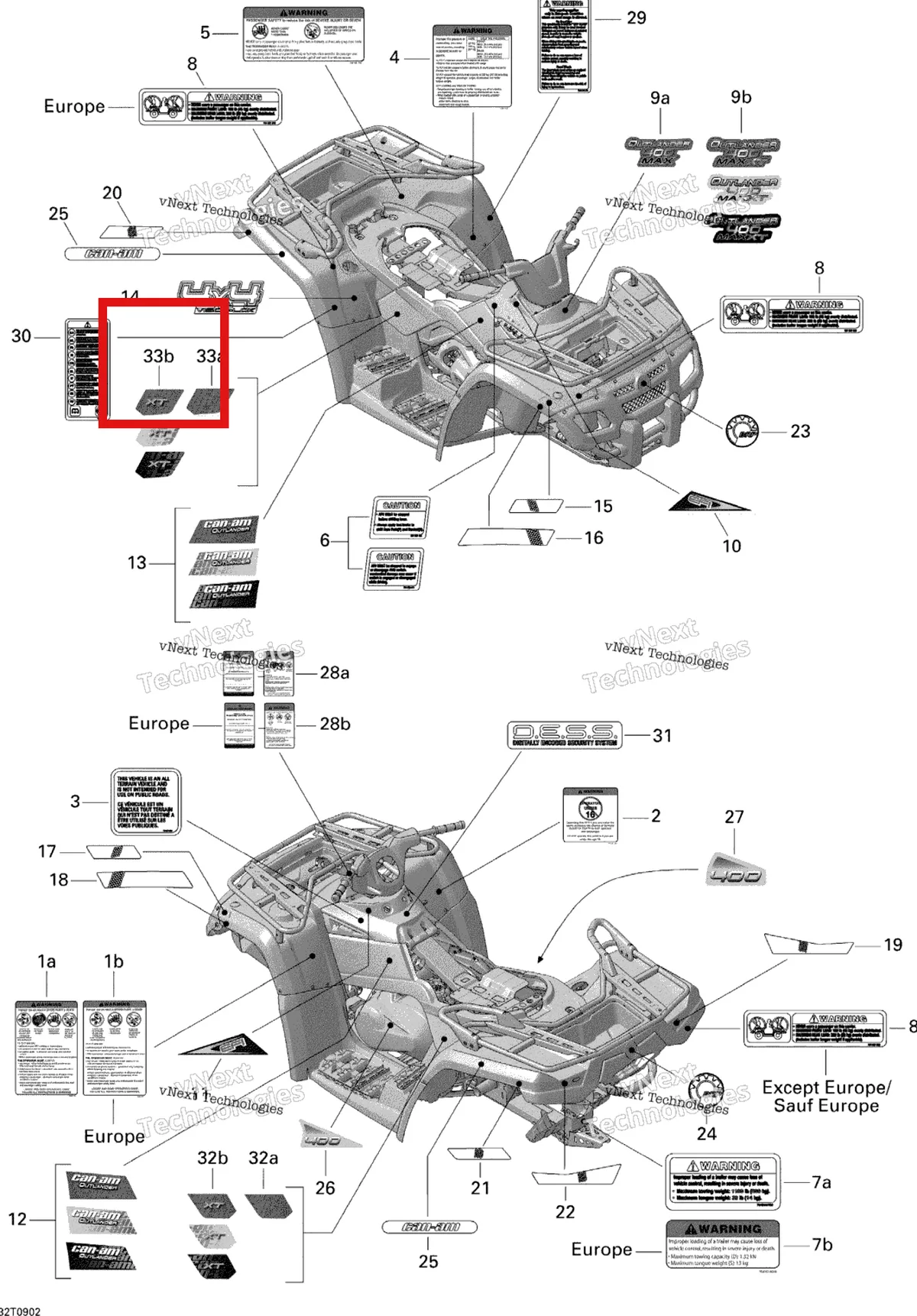 Деталь 704901719 на схеме узла 2009 Can-Am Outlander Max 400 EFI Decals