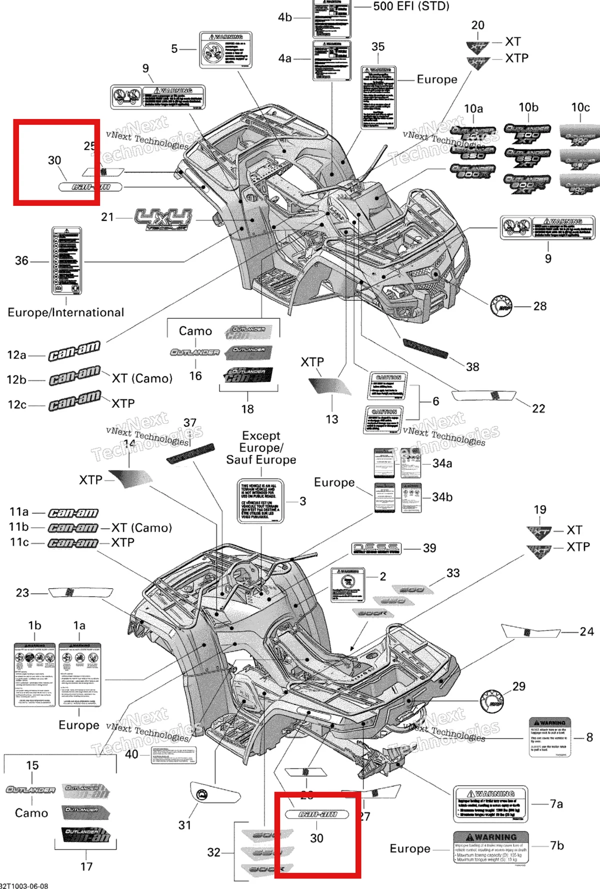 Деталь 704901724 на схеме узла 2010 Can-Am Outlander 800R EFI Decals