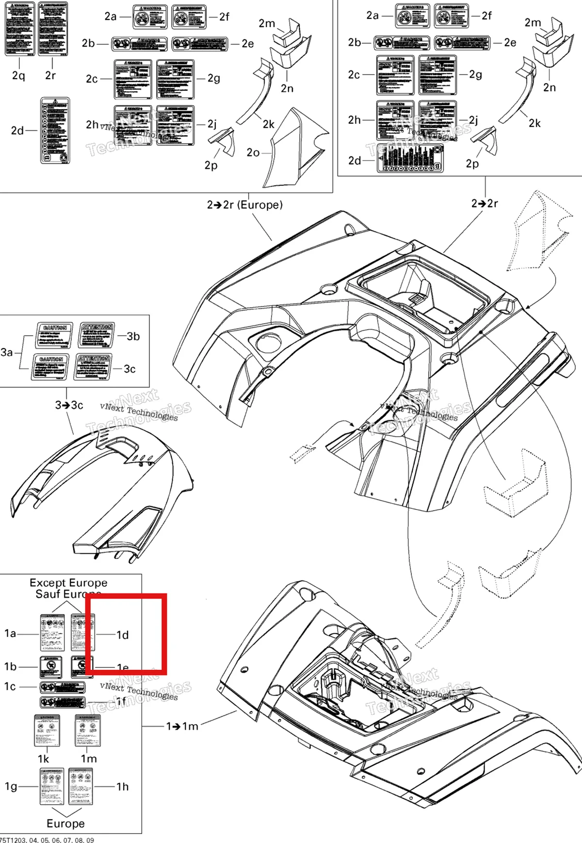 Деталь 704901750 на схеме узла 2012 Can-Am Outlander MAX 650EFI STD, XT & XT-P Fender And Central Panel Kit
