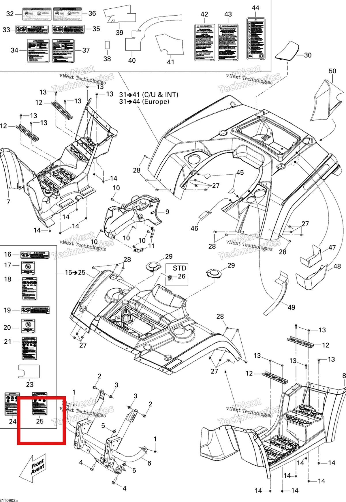Деталь 704901752 на схеме узла 2009 Can-Am Outlander Max 400 EFI Body And Accessories 1