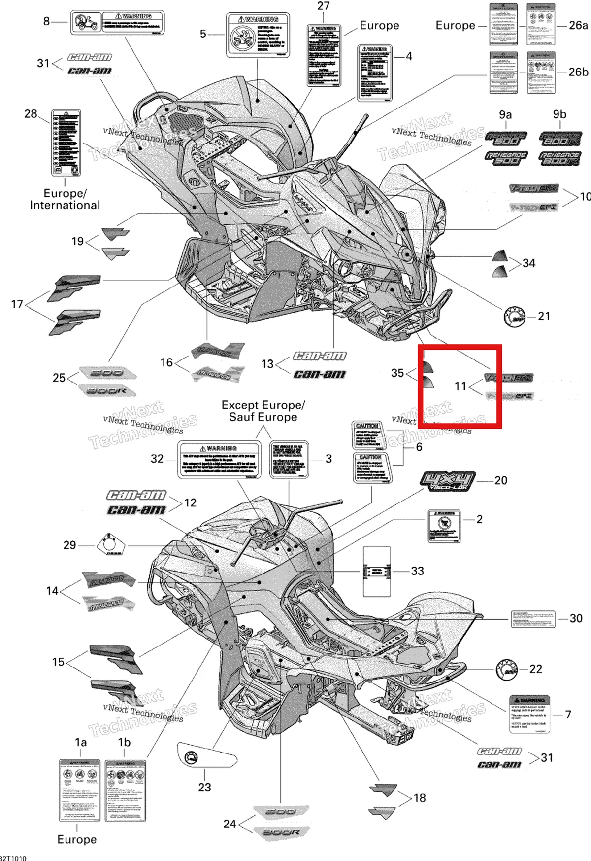 Схема применяемости: 704901824 Наклейка правая передняя центральная Viper красная