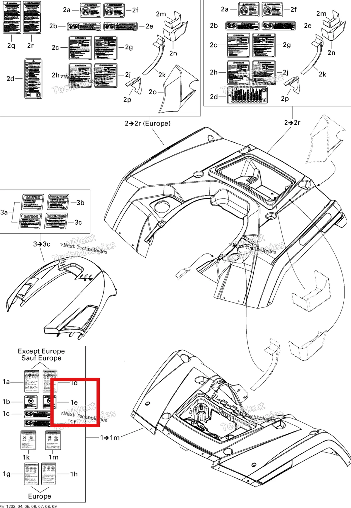 Деталь 704901858 на схеме узла 2012 Can-Am Outlander MAX 650EFI STD, XT & XT-P Fender And Central Panel Kit