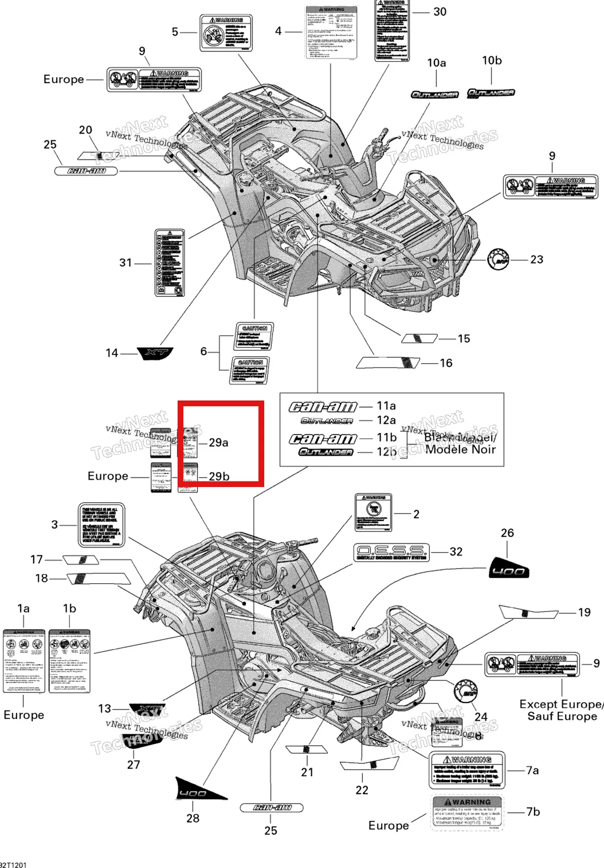 Деталь 704901859 на схеме узла 2013 Can-Am OUTLANDER STD, XT, 400 EFI Decals