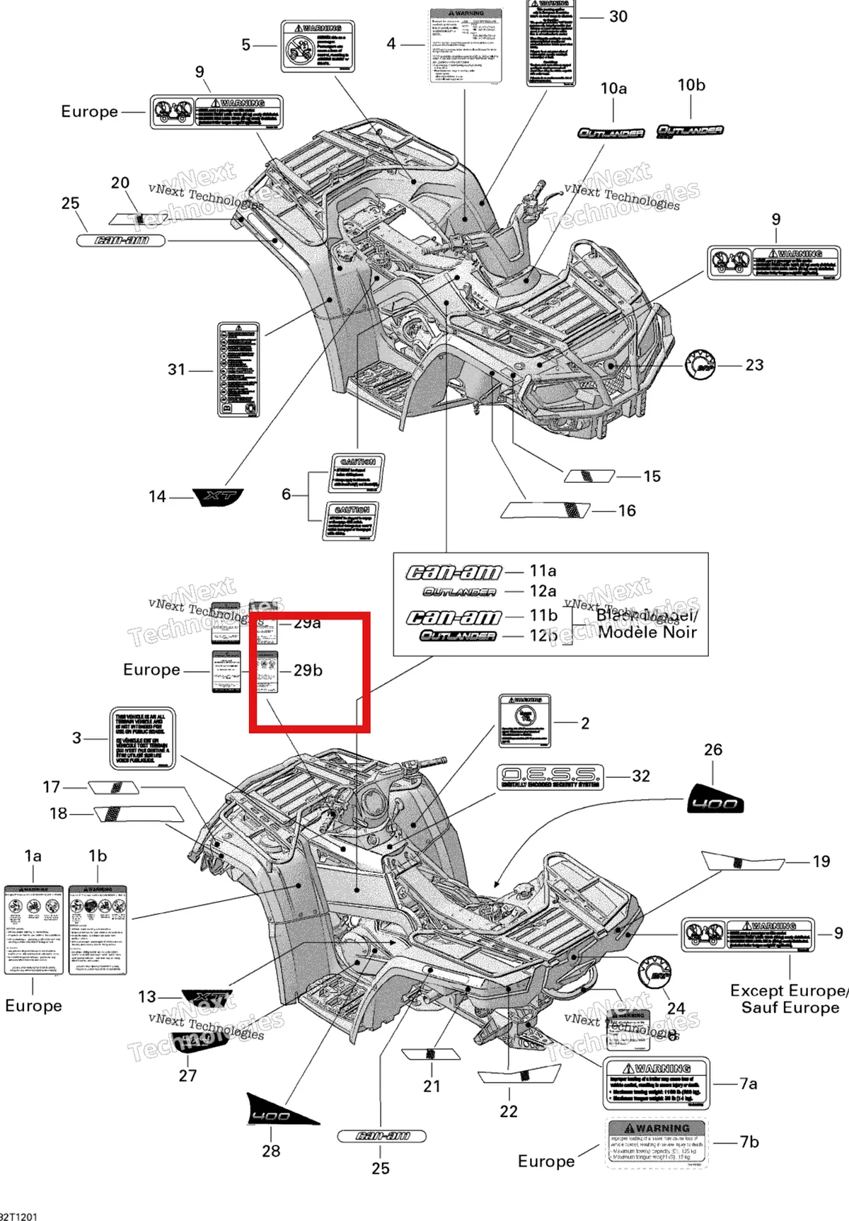 Деталь 704901861 на схеме узла 2013 Can-Am OUTLANDER STD, XT, 400 EFI Decals