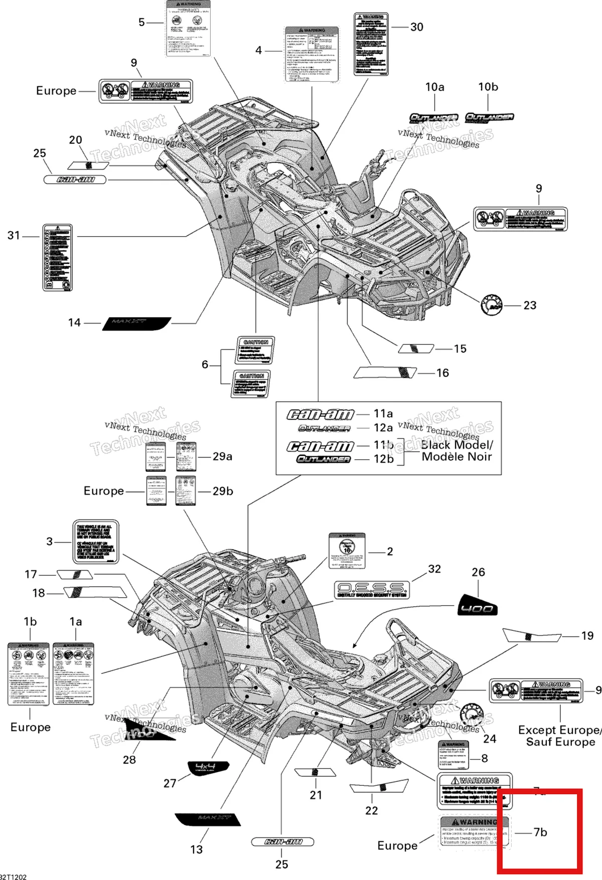 Деталь 704901905 на схеме узла 2013 Can-Am OUTLANDER MAX STD, XT, 400 EFI Decals