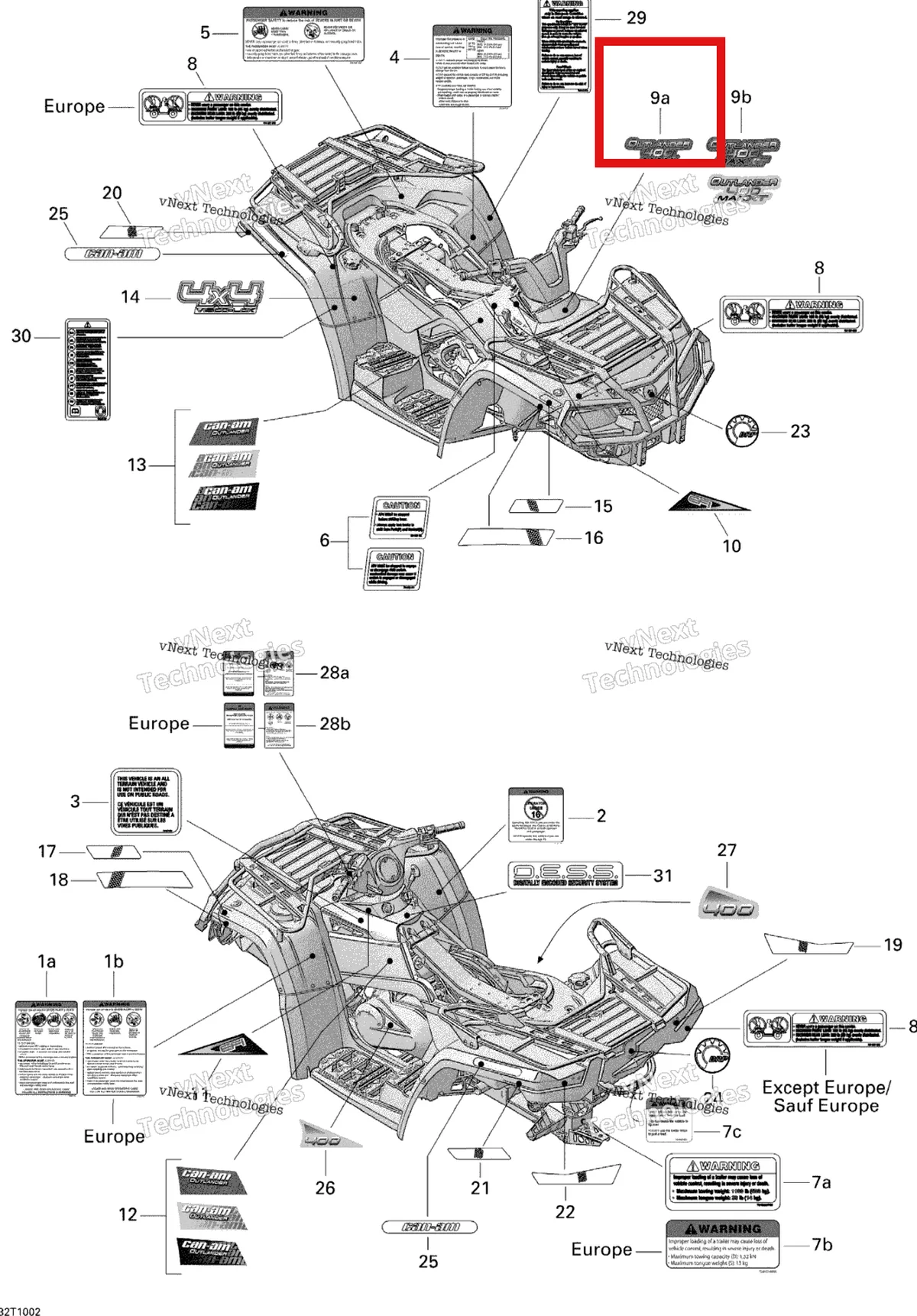 Деталь 704902004 на схеме узла 2010 Can-Am Outlander Max 400 EFI Decals