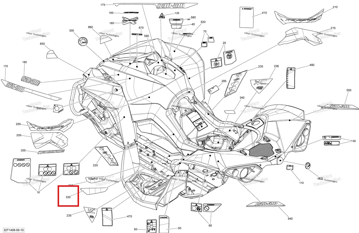 Деталь 704902098 на схеме узла 2014 Can-Am RENEGADE 500EFI STD Decals