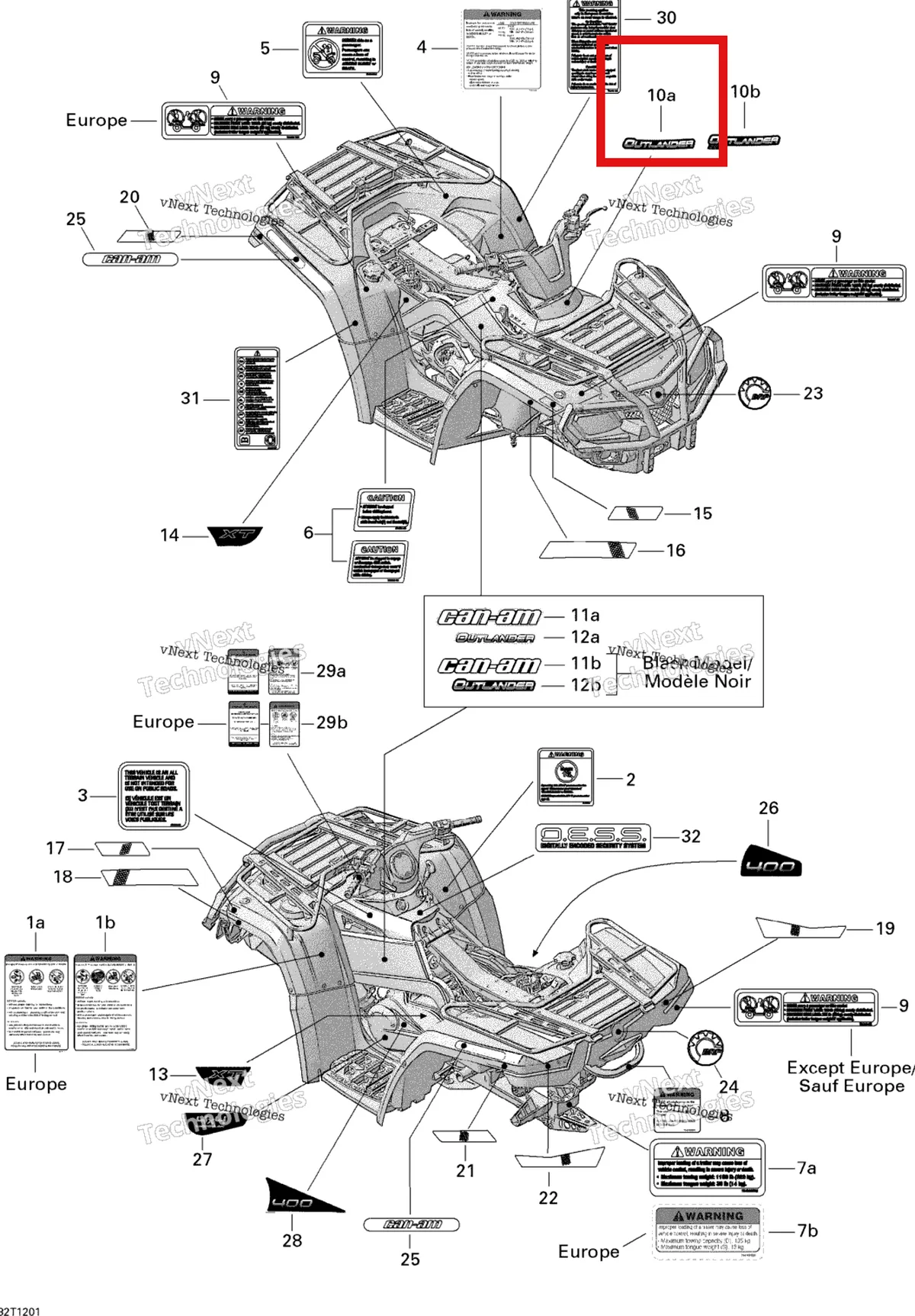Деталь 704902200 на схеме узла 2013 Can-Am OUTLANDER STD, XT, 400 EFI Decals