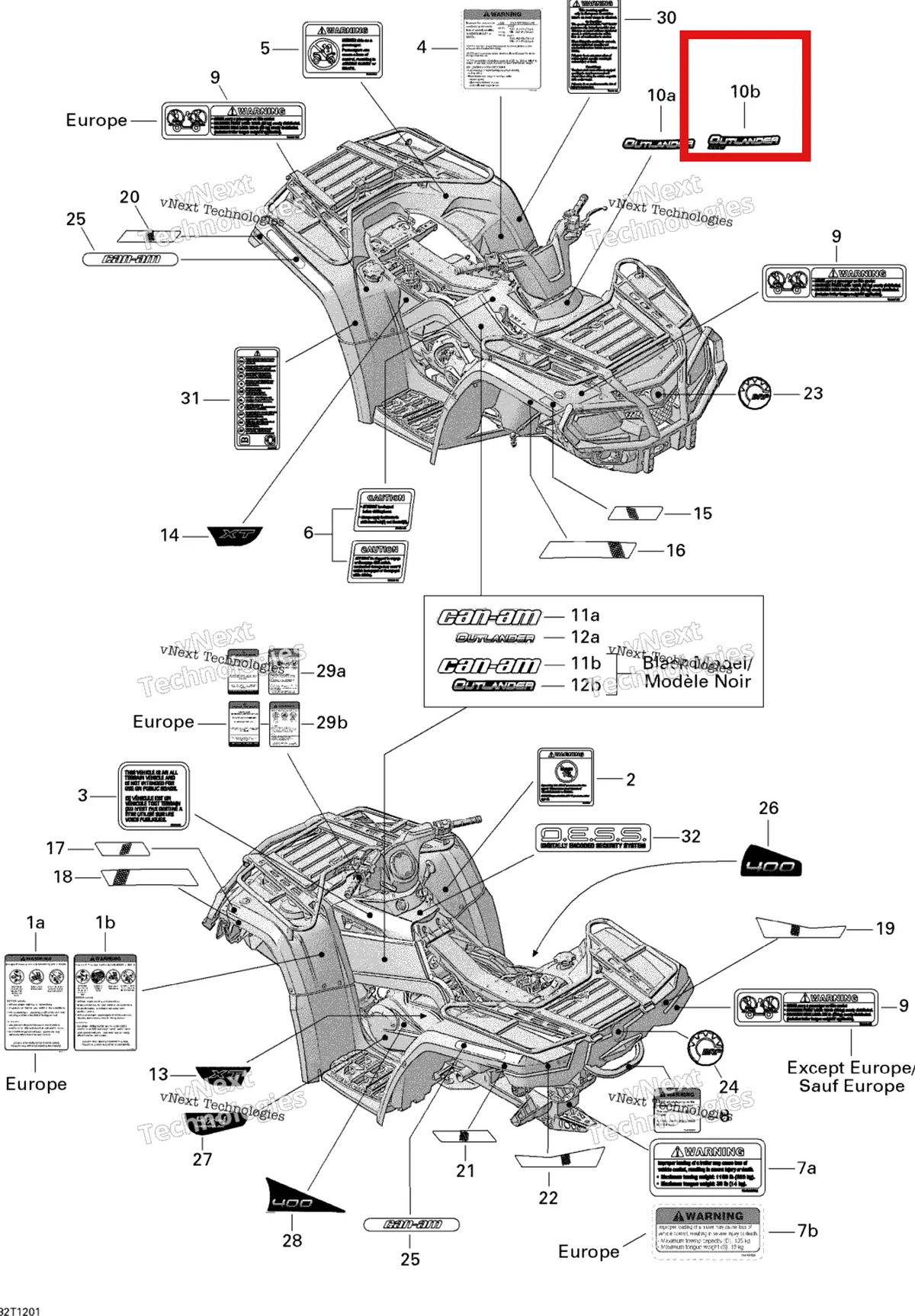 Деталь 704902202 на схеме узла 2013 Can-Am OUTLANDER STD, XT, 400 EFI Decals