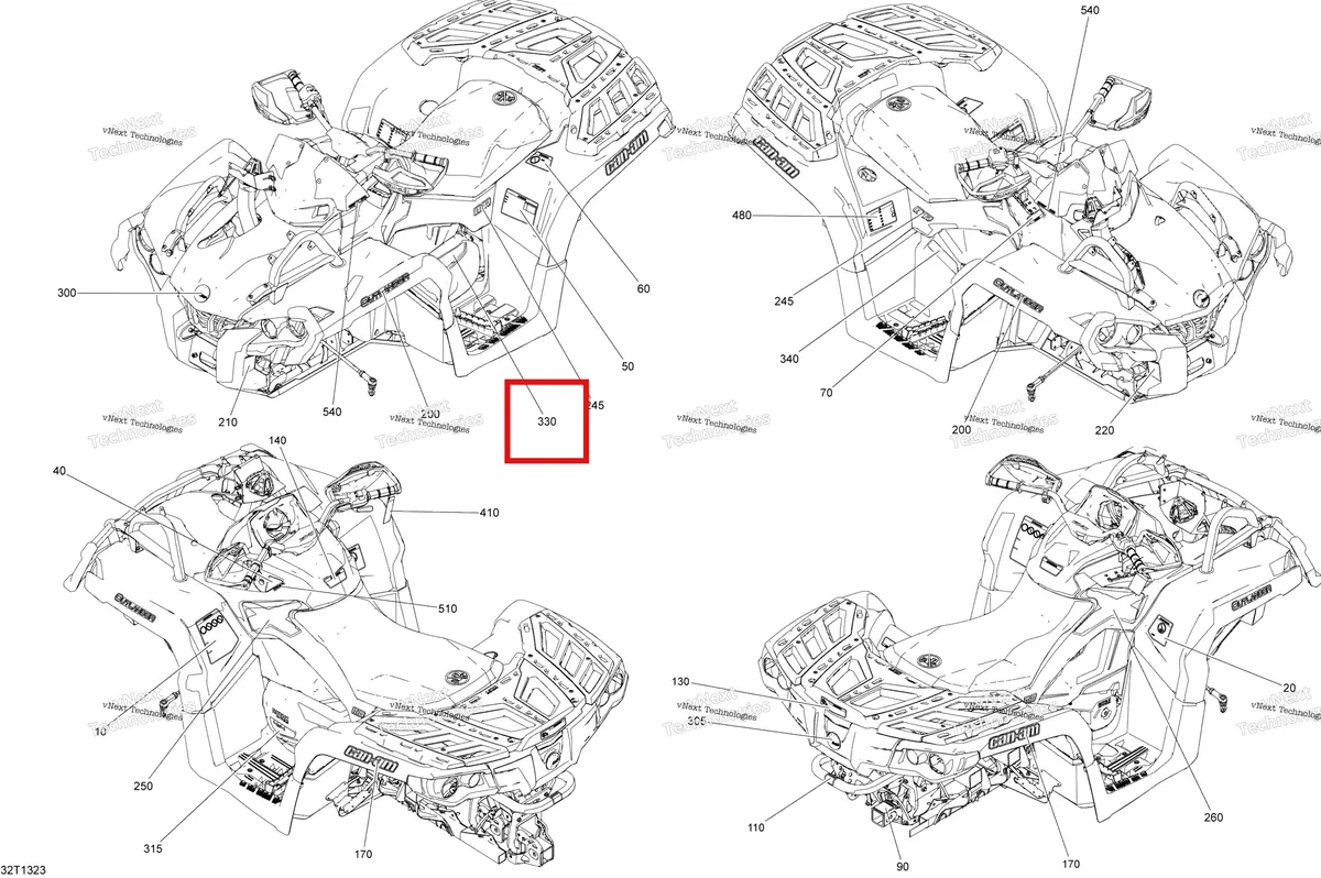 Деталь 704902234 на схеме узла 2013 Can-Am OUTLANDER 650EFI XMR Decals