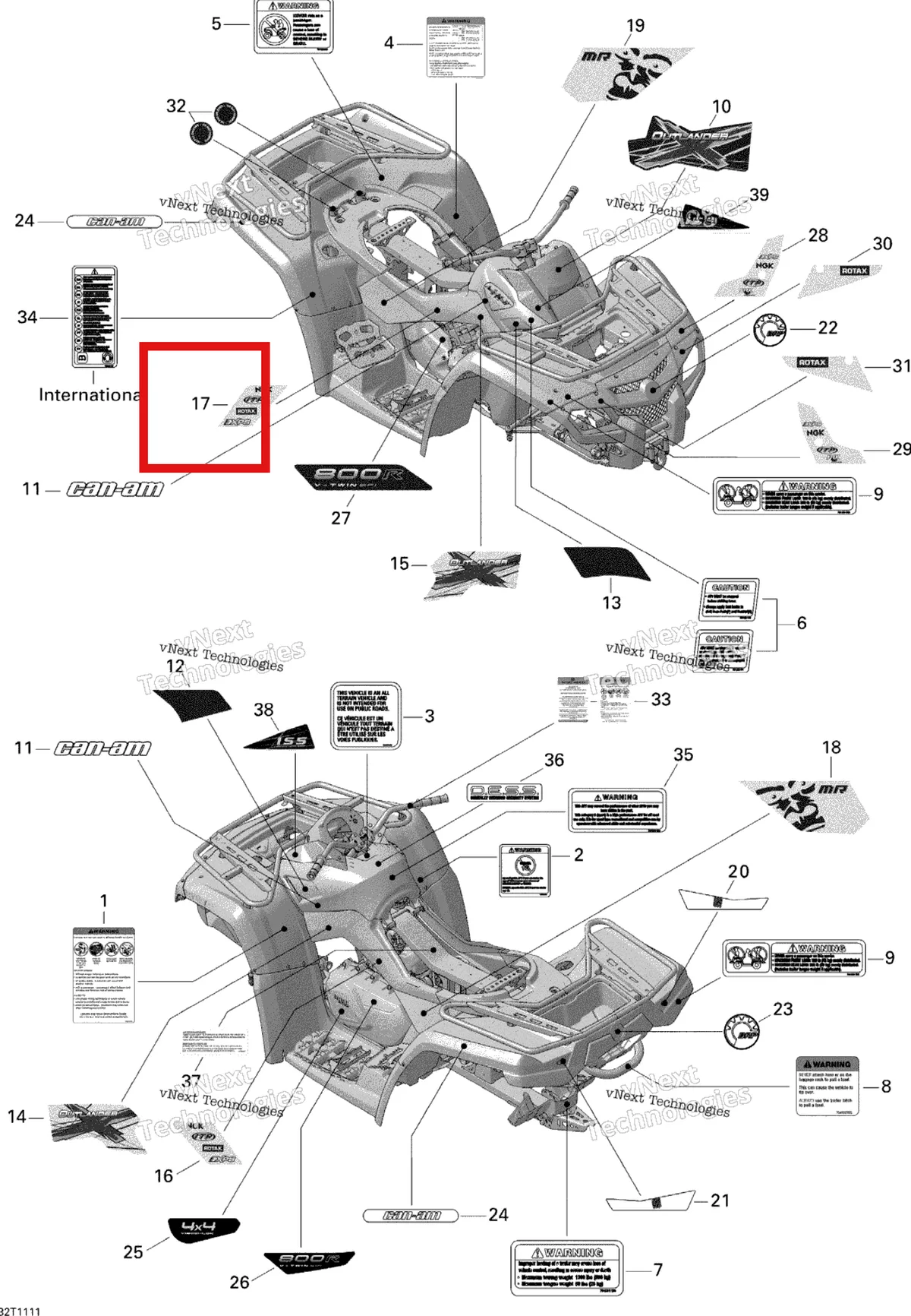 Деталь 704902241 на схеме узла 2011 Can-Am Outlander 800R EFI, XMR Decals