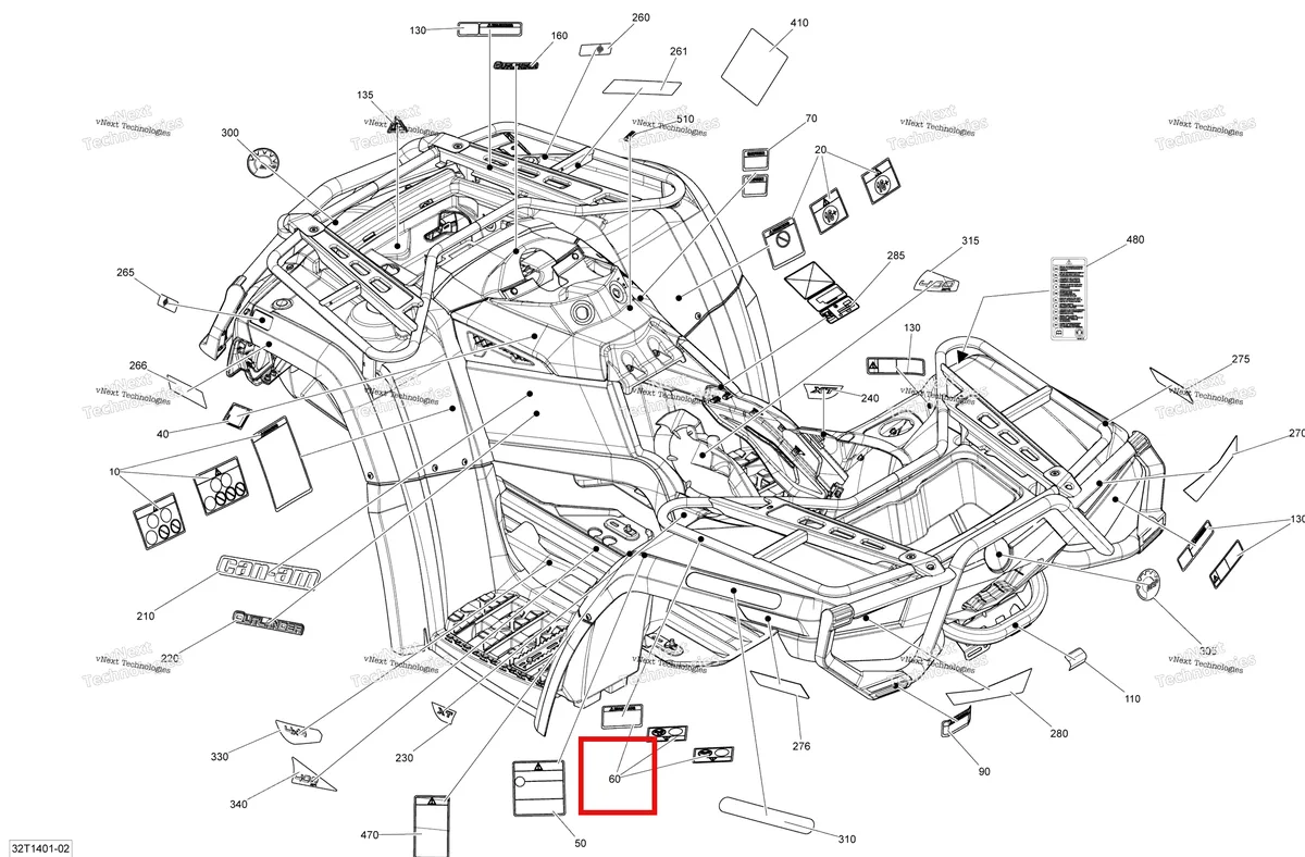 Деталь 704902394 на схеме узла 2014 Can-Am OUTLANDER MAX 400 EFI, STD, XT Decals