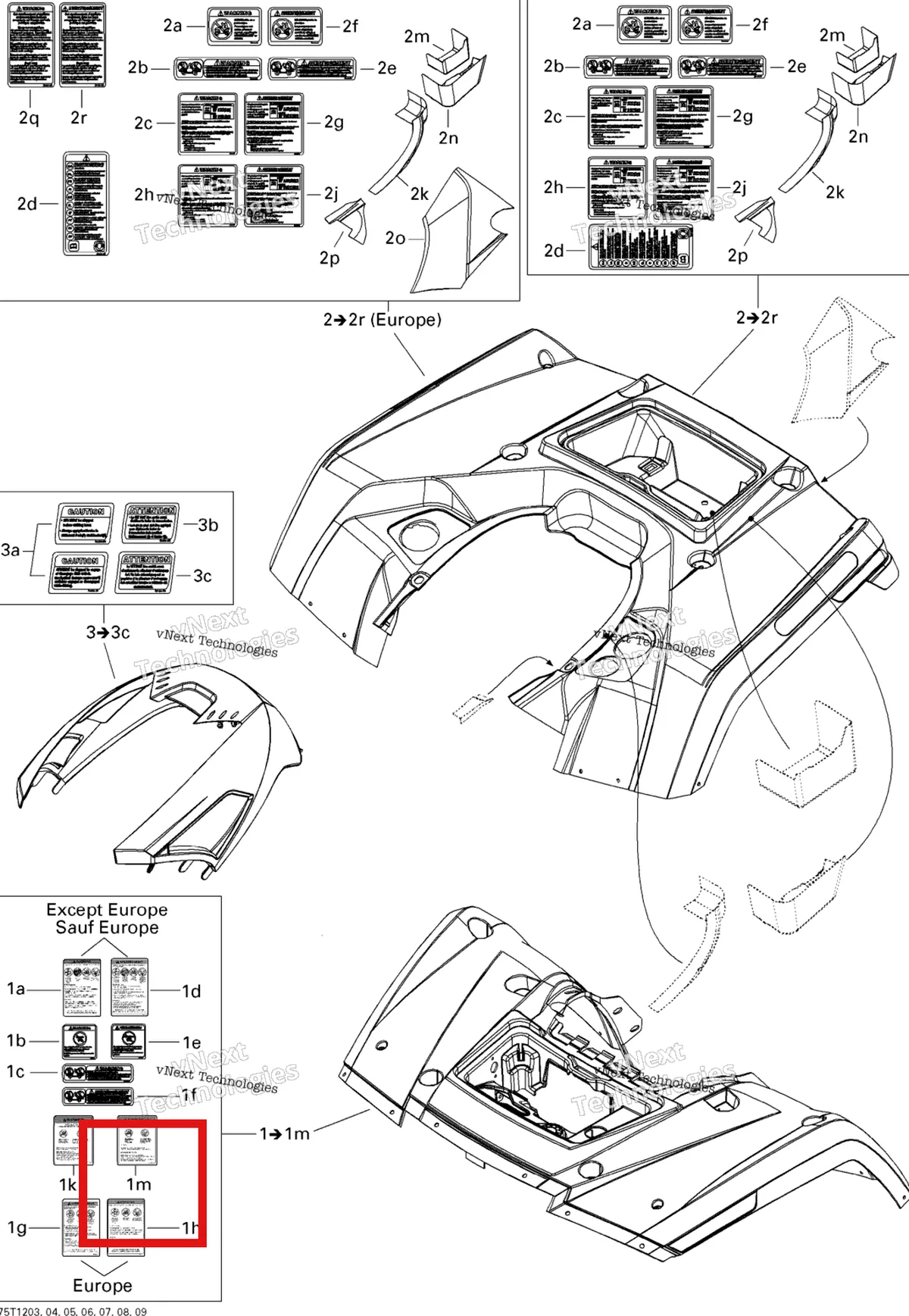 Деталь 704902395 на схеме узла 2012 Can-Am Outlander MAX 650EFI STD, XT & XT-P Fender And Central Panel Kit