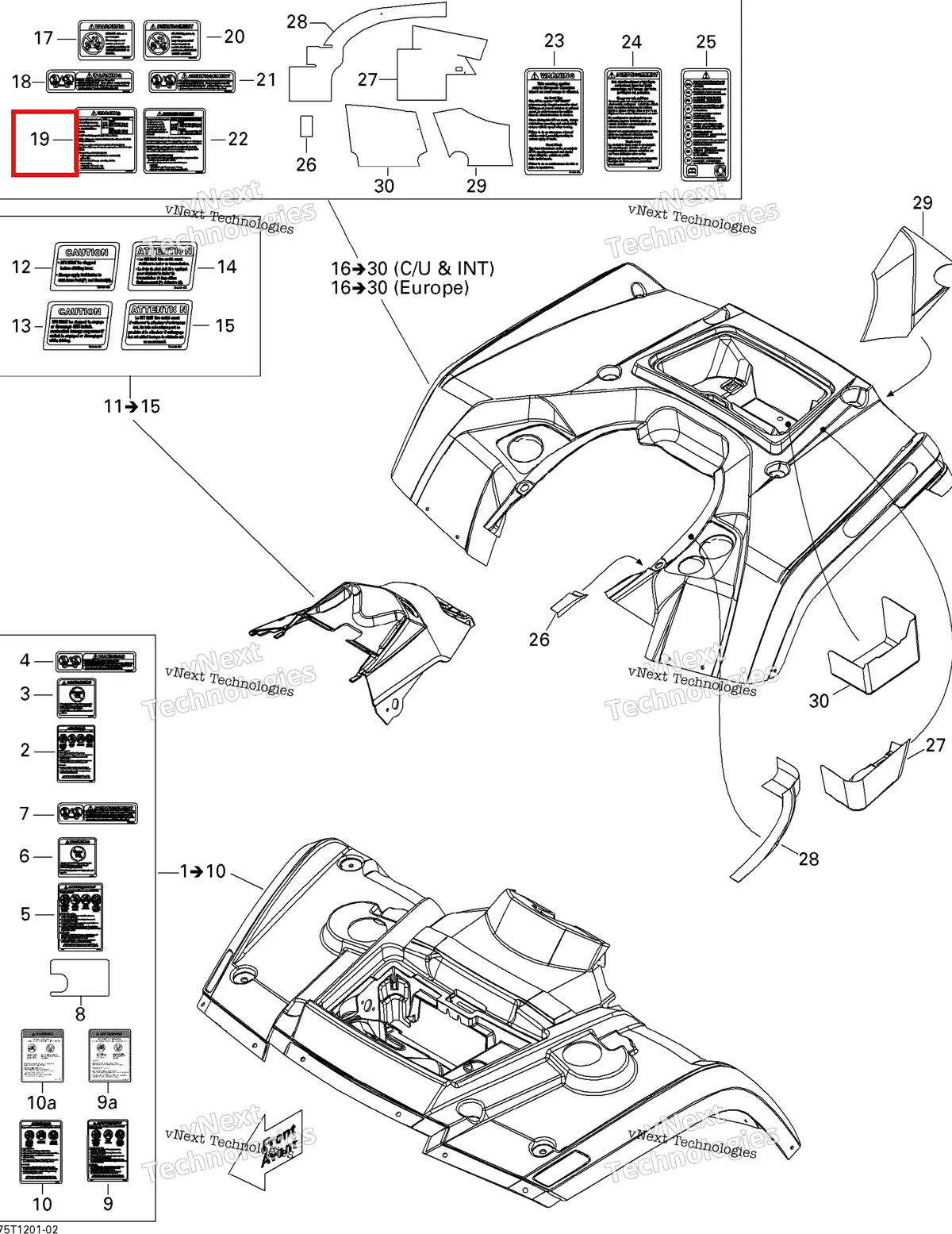 Деталь 704902398 на схеме узла 2013 Can-Am OUTLANDER STD, XT, 400 EFI Fender And Central Panel Kit