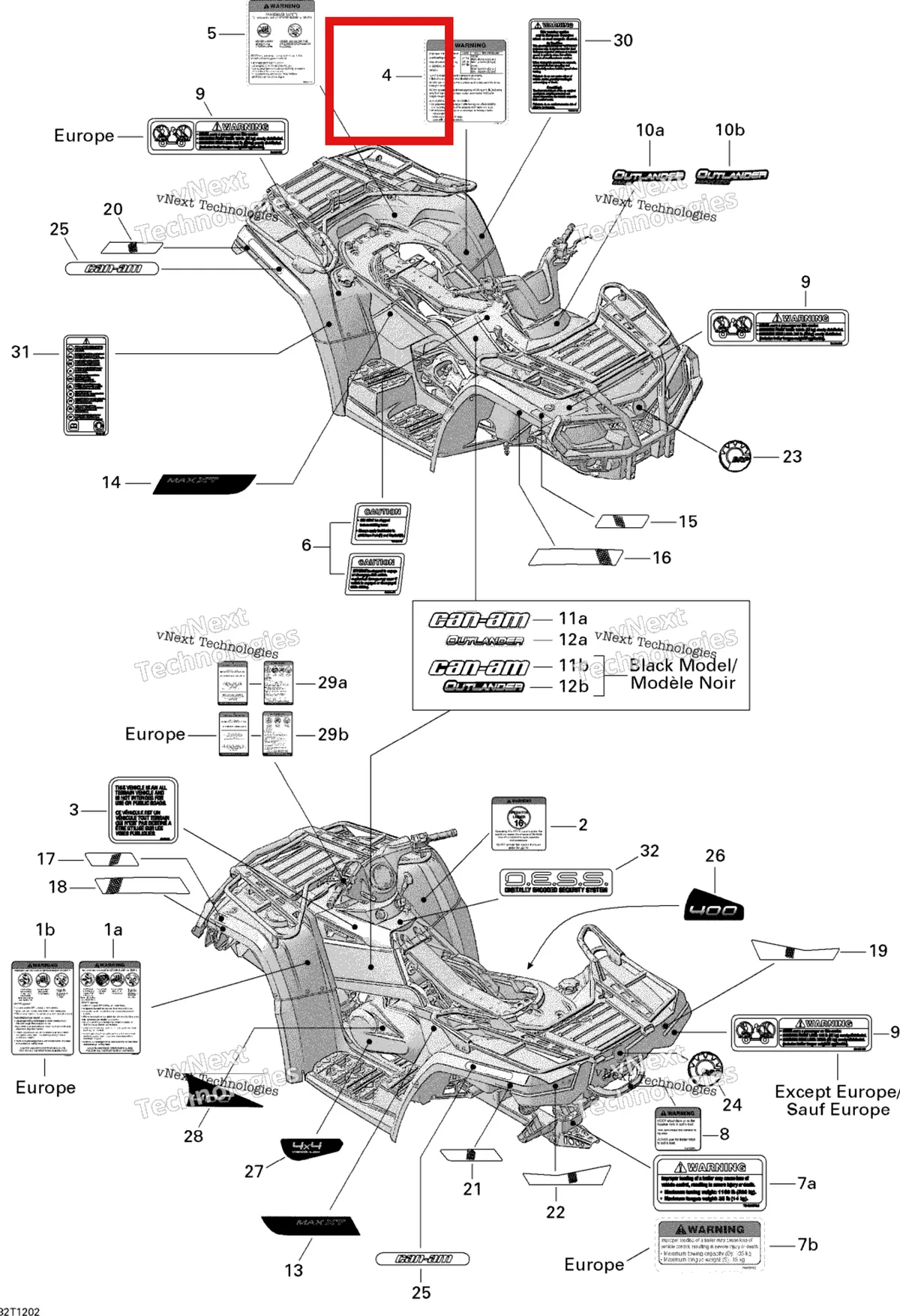 Деталь 704902402 на схеме узла 2013 Can-Am OUTLANDER MAX STD, XT, 400 EFI Decals