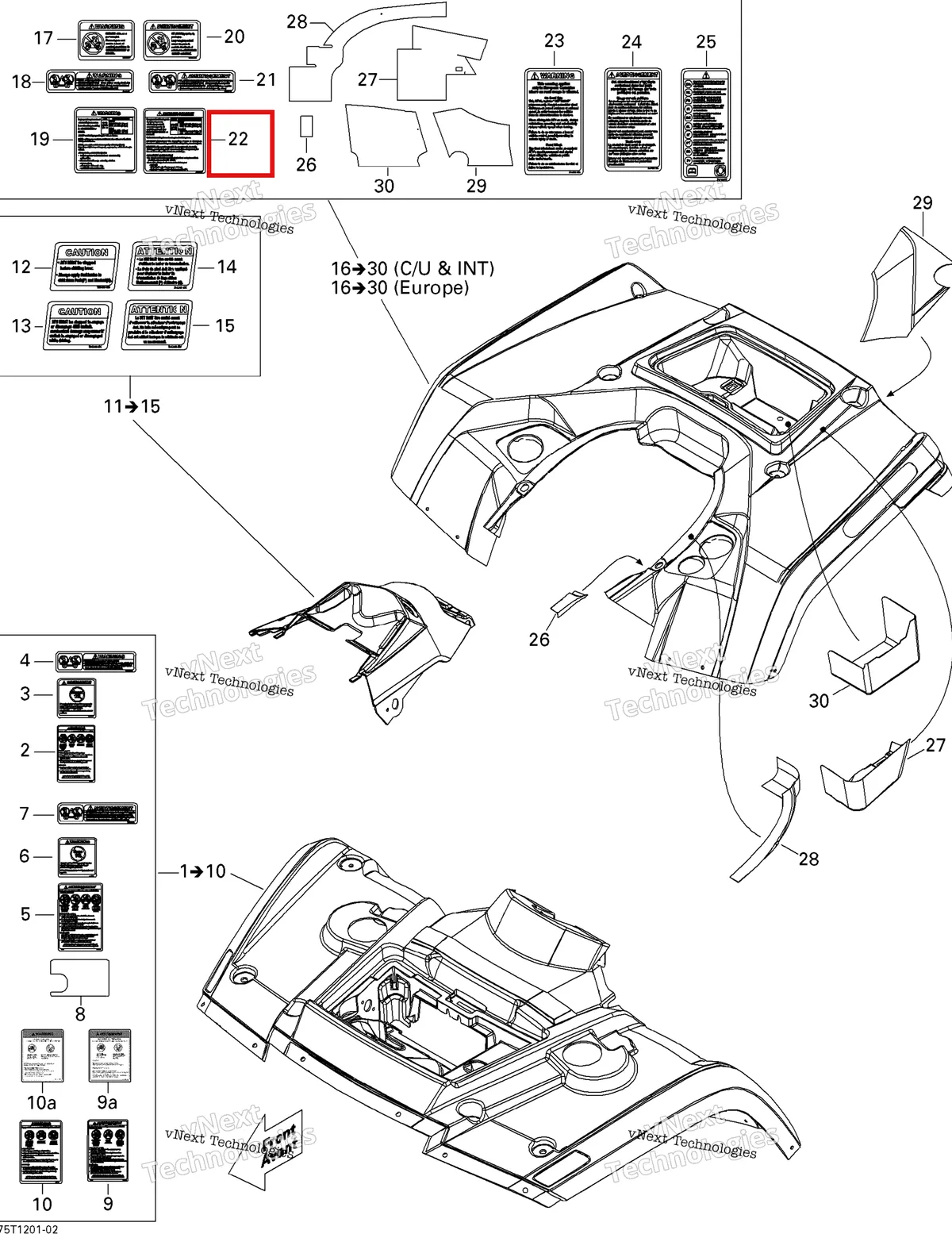 Деталь 704902403 на схеме узла 2013 Can-Am OUTLANDER MAX STD, XT, 400 EFI Fender And Central Panel Kit