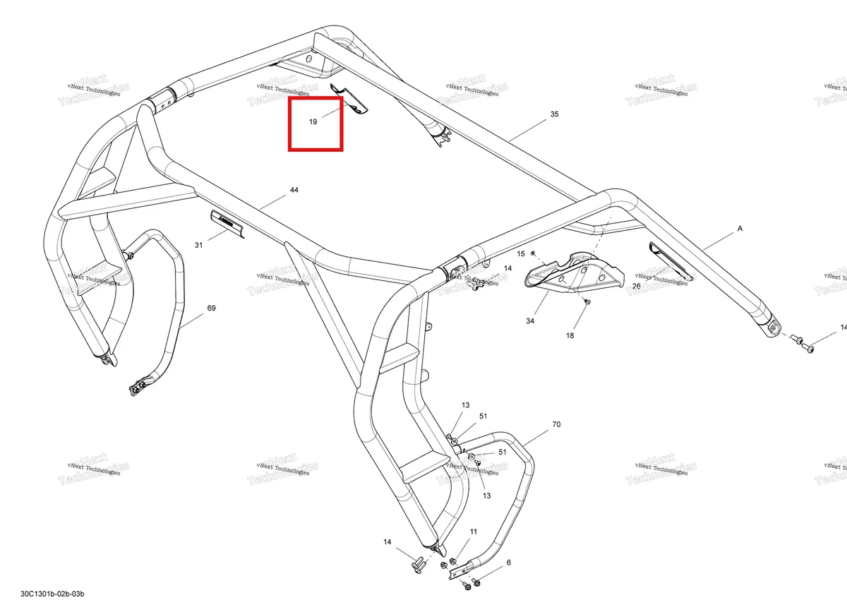Деталь 704902413 на схеме узла 2013 Can-Am COMMANDER LTD 1000 Frame Safety Cage