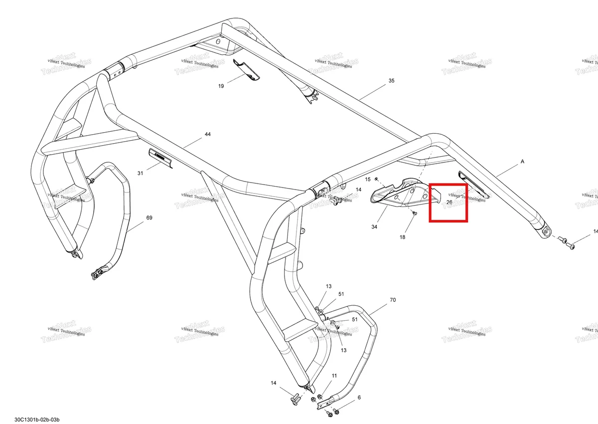 Деталь 704902415 на схеме узла 2013 Can-Am COMMANDER LTD 1000 Frame Safety Cage