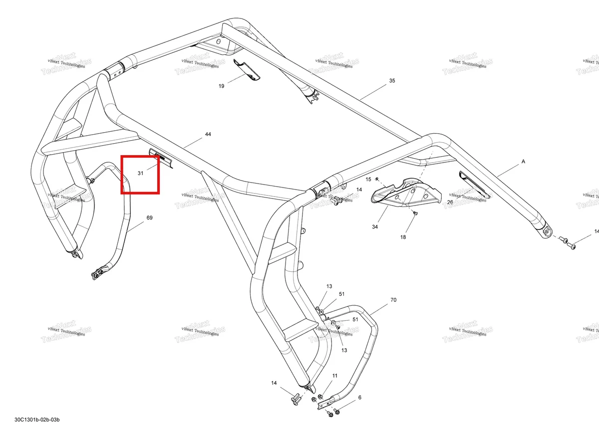 Деталь 704902424 на схеме узла 2013 Can-Am COMMANDER LTD 1000 Frame Safety Cage