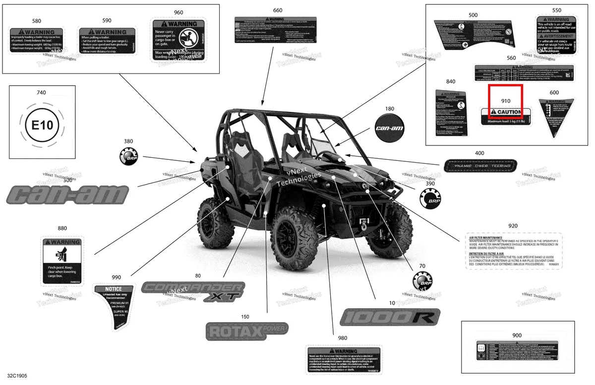 Деталь 704902434 на схеме узла 2019 Can-Am Commander 800R EFI Decals - 800R Efi - Xt