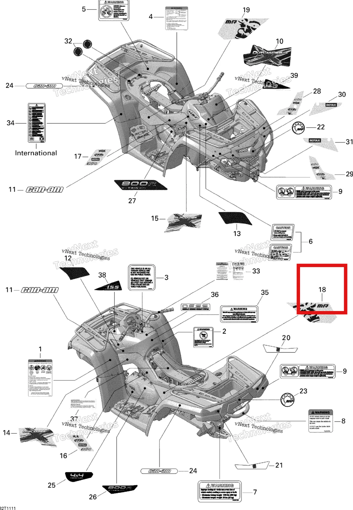 Деталь 704902492 на схеме узла 2011 Can-Am Outlander 800R EFI, XMR Decals