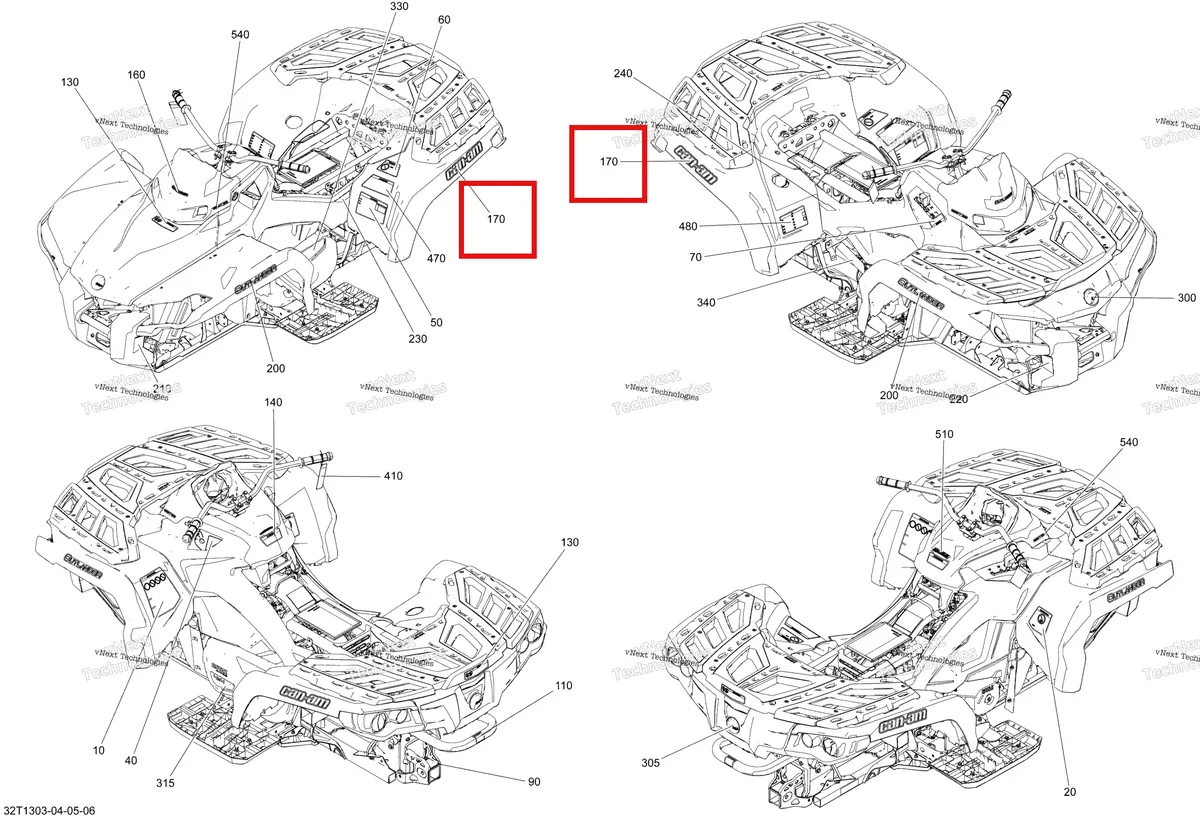 Деталь 704902732 на схеме узла 2013 Can-Am OUTLANDER 1000EFI, DPS, XT & XT-P Decals