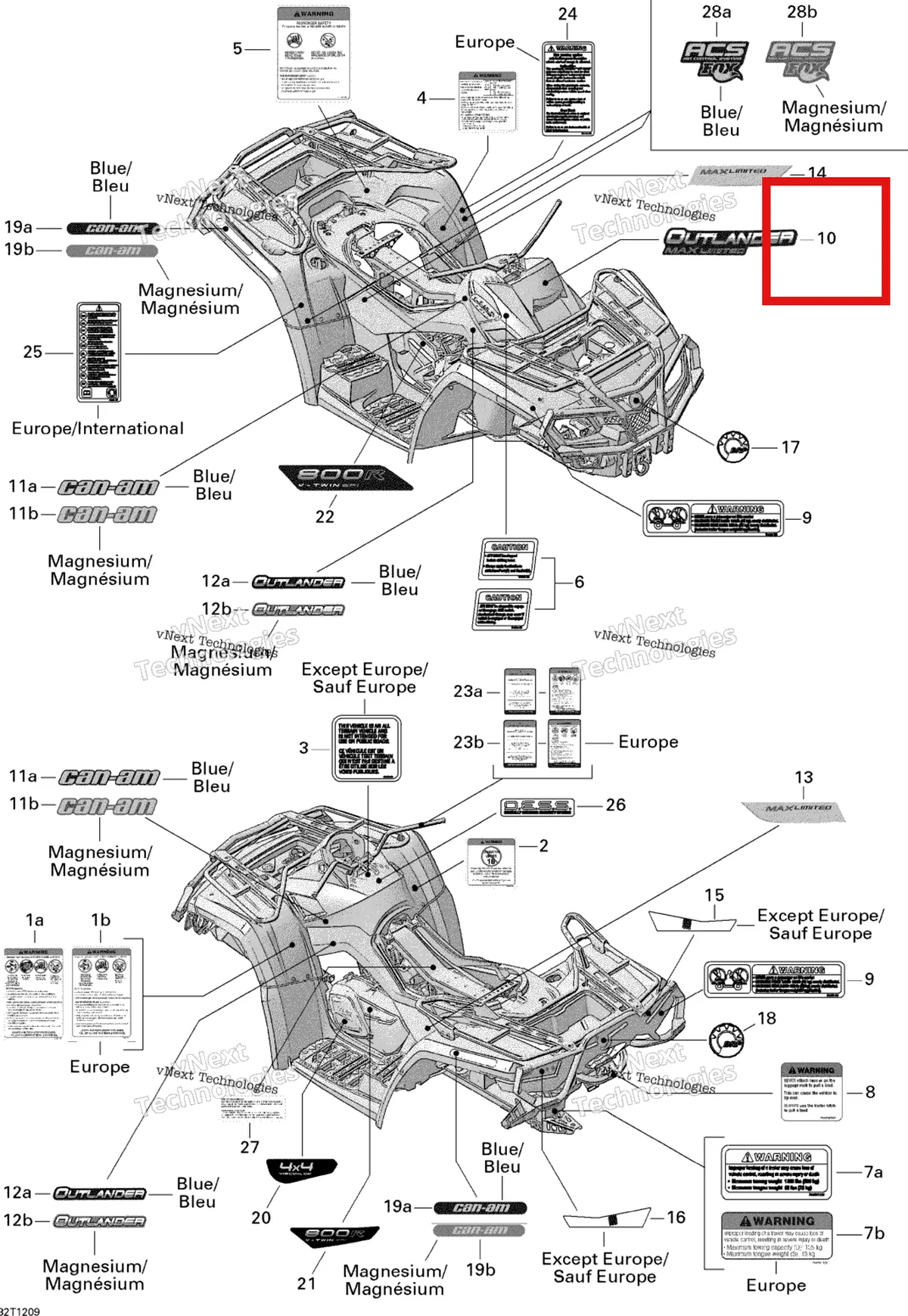 Деталь 704902768 на схеме узла 2012 Can-Am Outlander MAX 800REFI LTD Decals
